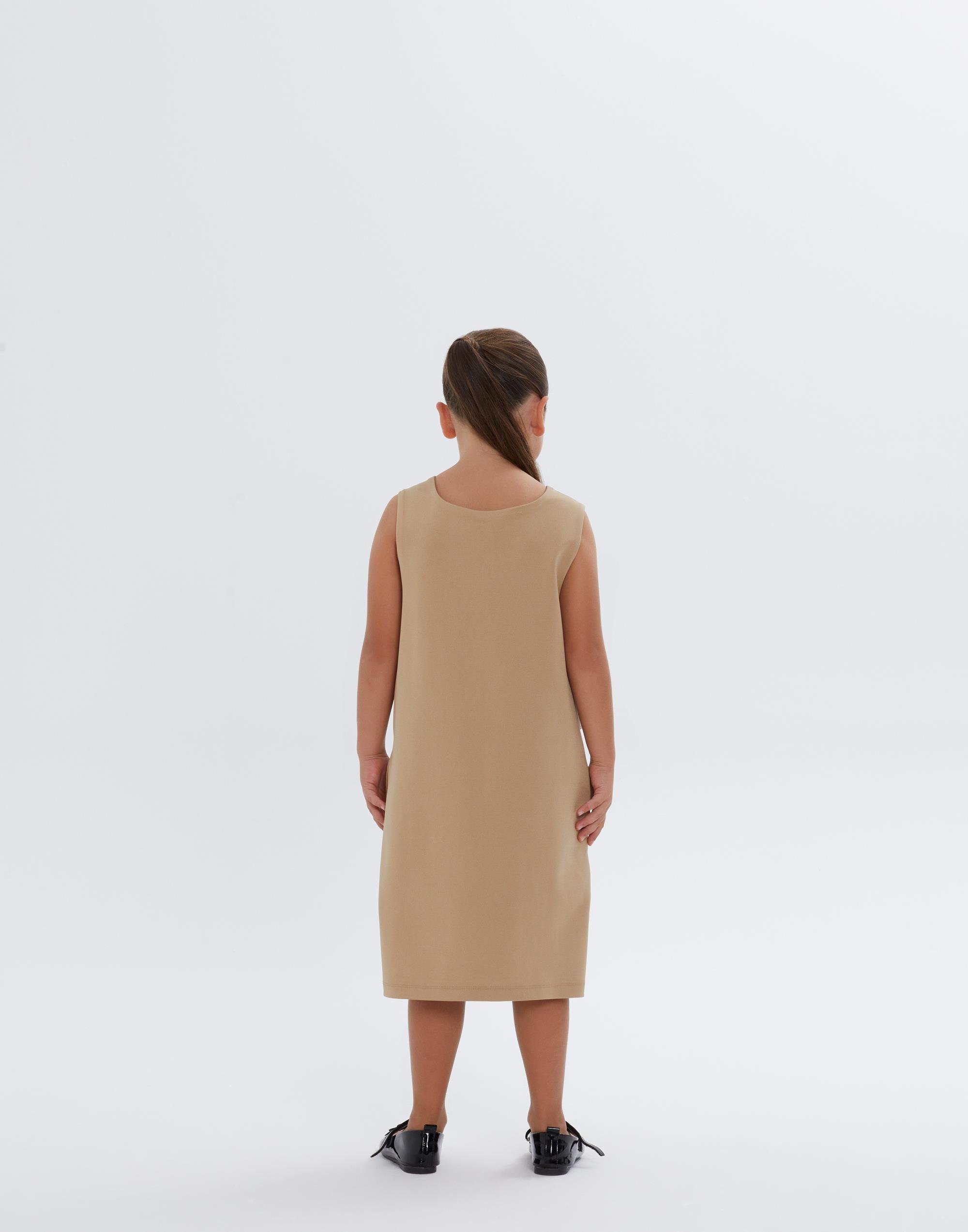 Beli ve Omuzları Düğme Detaylı Kolsuz Bej Elbise - junior, designer dresses, bachelorette, party dresses and graduation dresses.