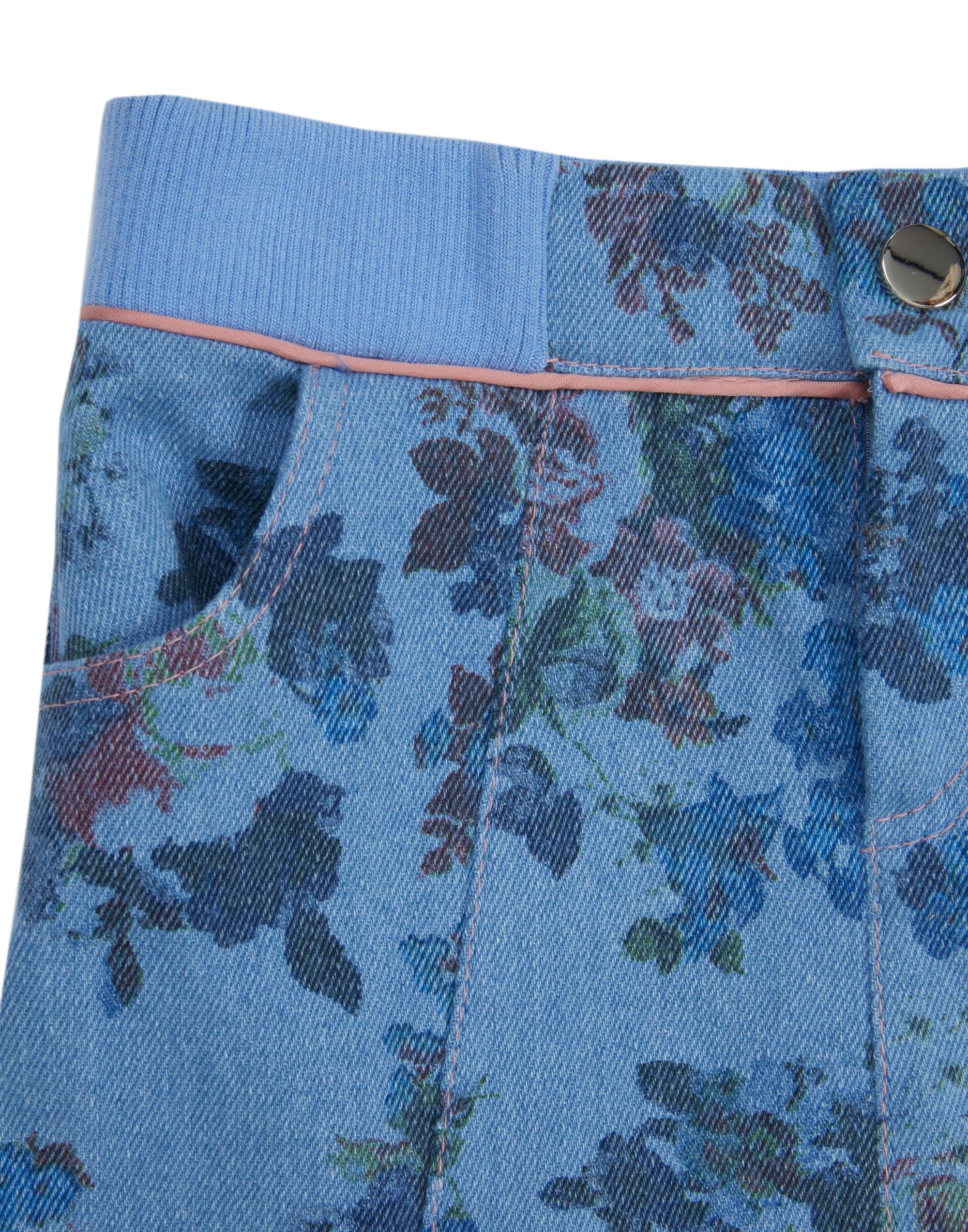 Belinde Kedili Metal Aksesusarlı Desenli Mavi Etek - junior, designer dresses, bachelorette, party dresses and graduation dresses.