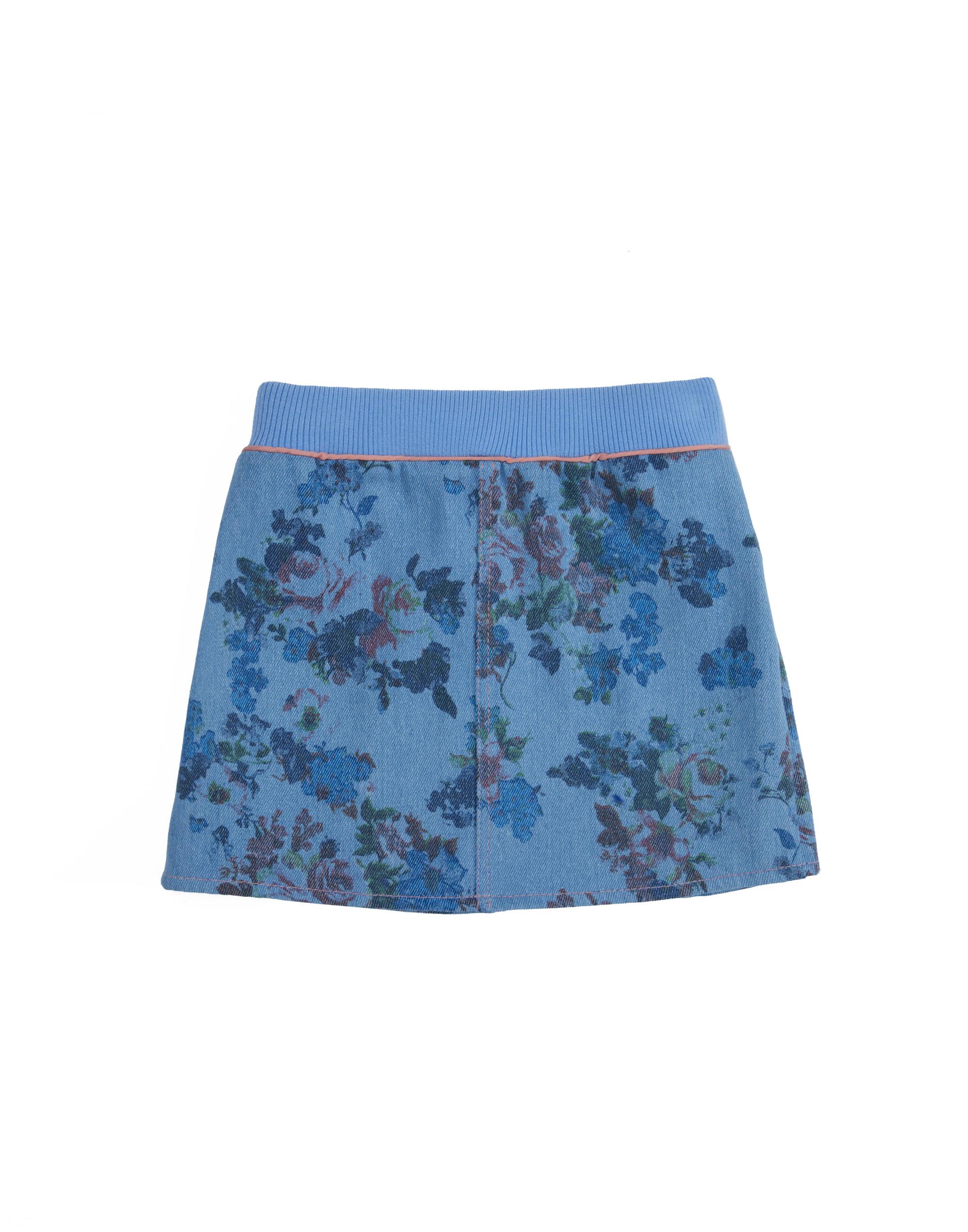 Belinde Kedili Metal Aksesusarlı Desenli Mavi Etek - junior, designer dresses, bachelorette, party dresses and graduation dresses.