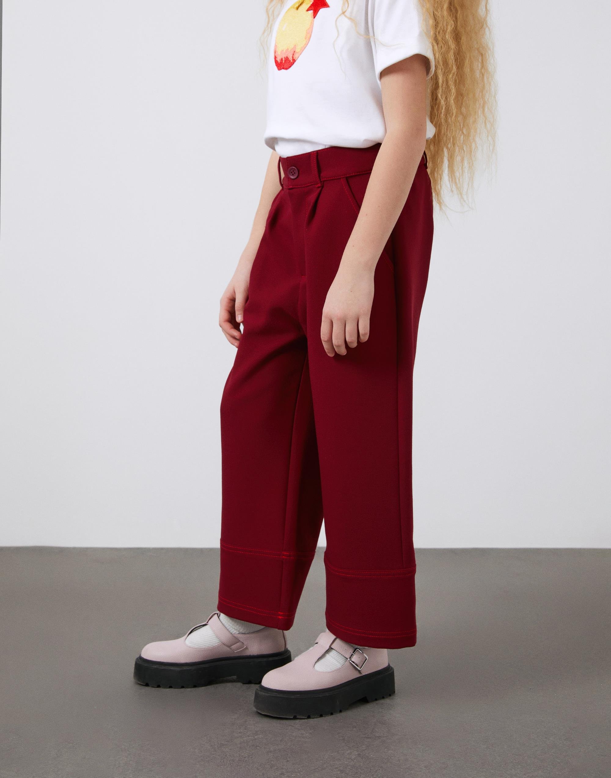 Bol Paça Kırmızı Kız Çocuk Pantolon - junior, designer dresses, bachelorette, party dresses and graduation dresses.