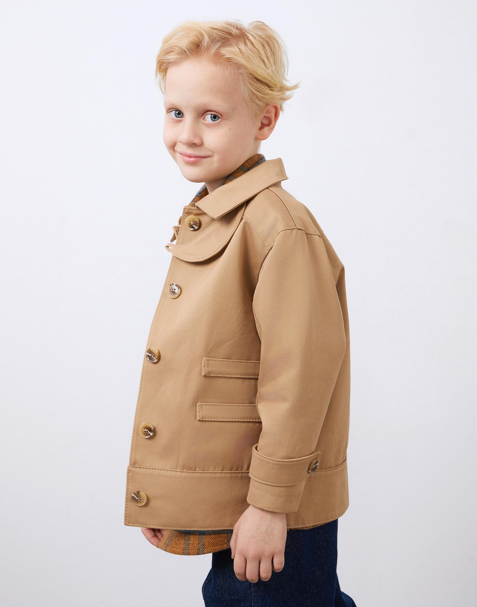 Brown Buttoned Boy's Coat with Pocket Detail - junior, designer dresses, bachelorette, party dresses and graduation dresses.