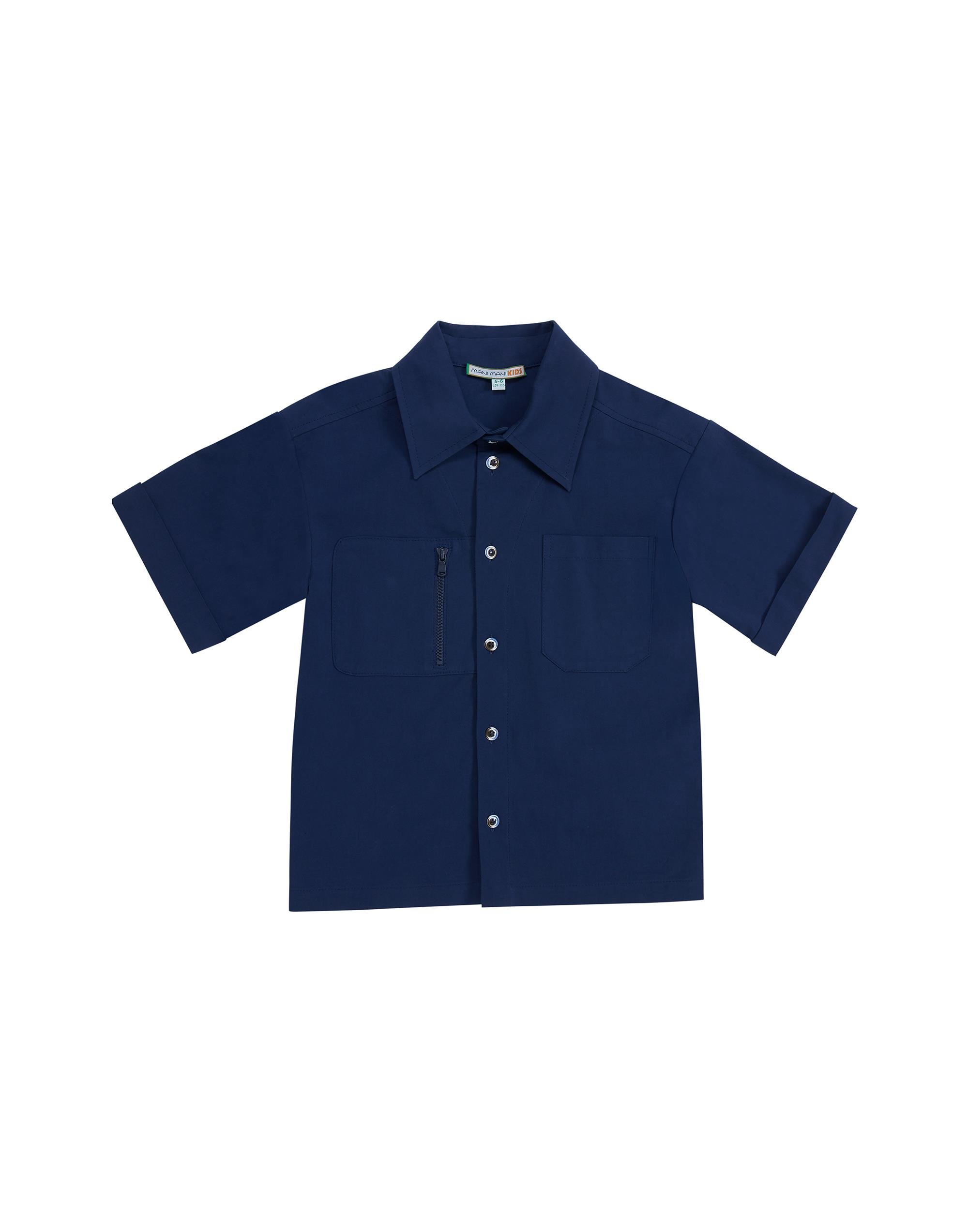 Cep Üzeri Fermuar Detaylı Lacivert Gömlek - junior, designer dresses, bachelorette, party dresses and graduation dresses.