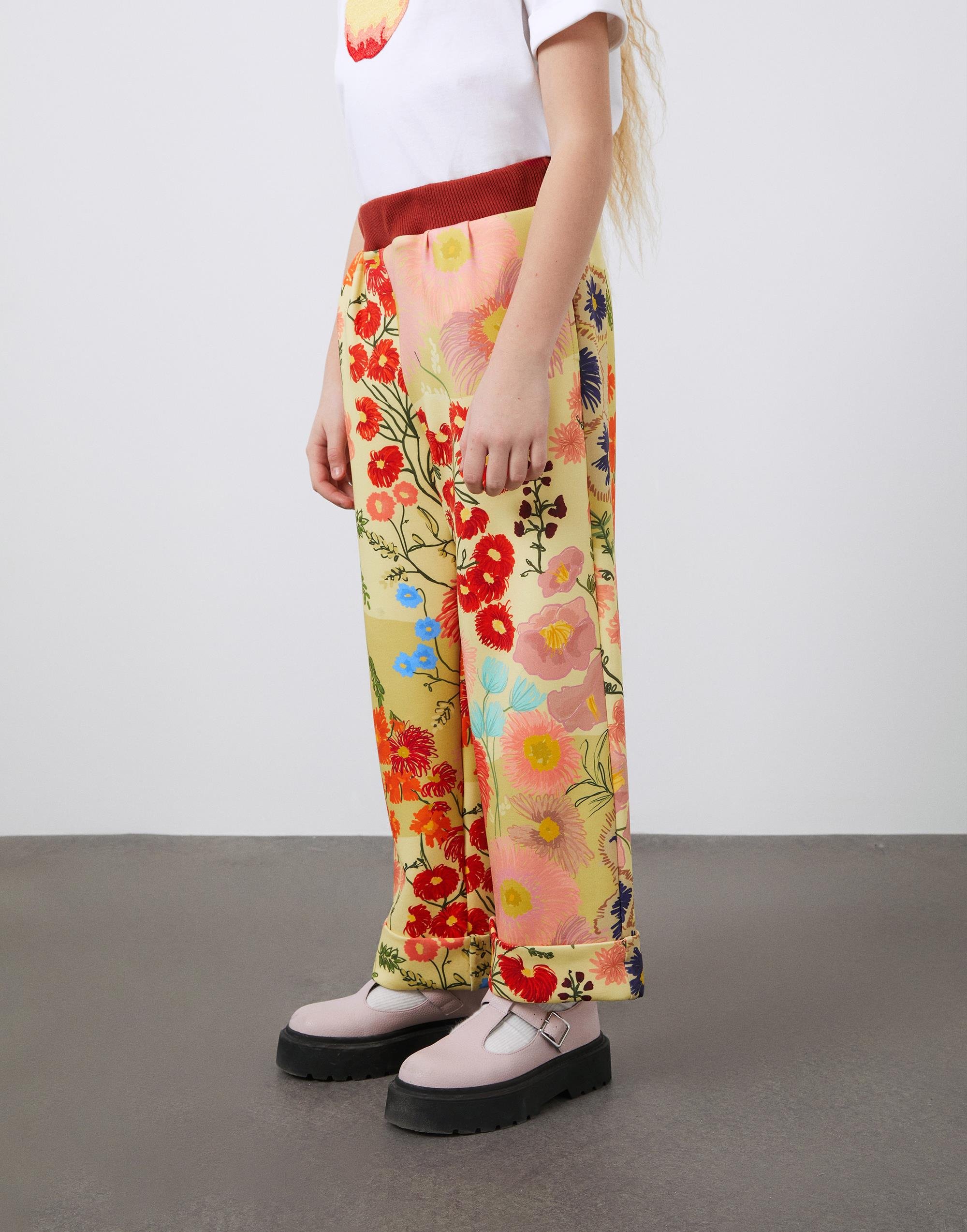 Çicek Baskılı Kız Çocuk Bol Paça Pantolon - junior, designer dresses, bachelorette, party dresses and graduation dresses.