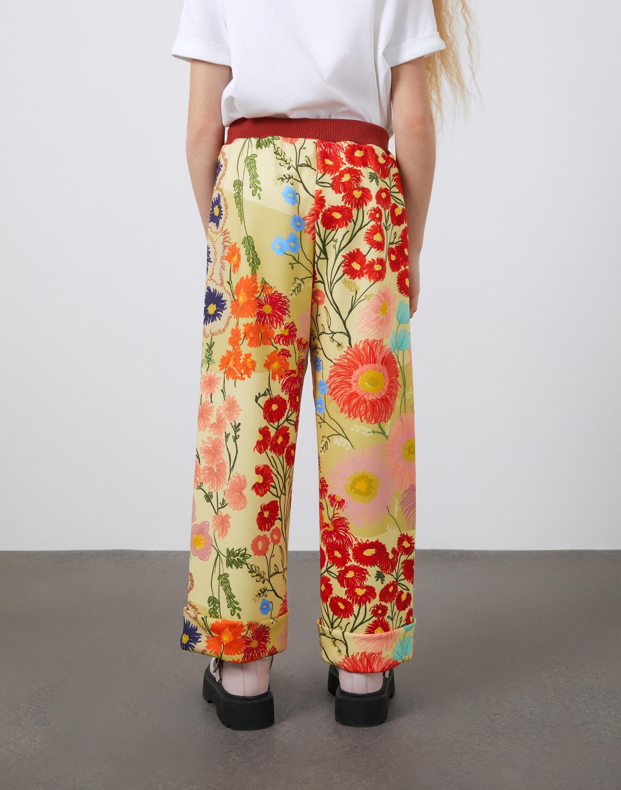 Çicek Baskılı Kız Çocuk Bol Paça Pantolon - junior, designer dresses, bachelorette, party dresses and graduation dresses.