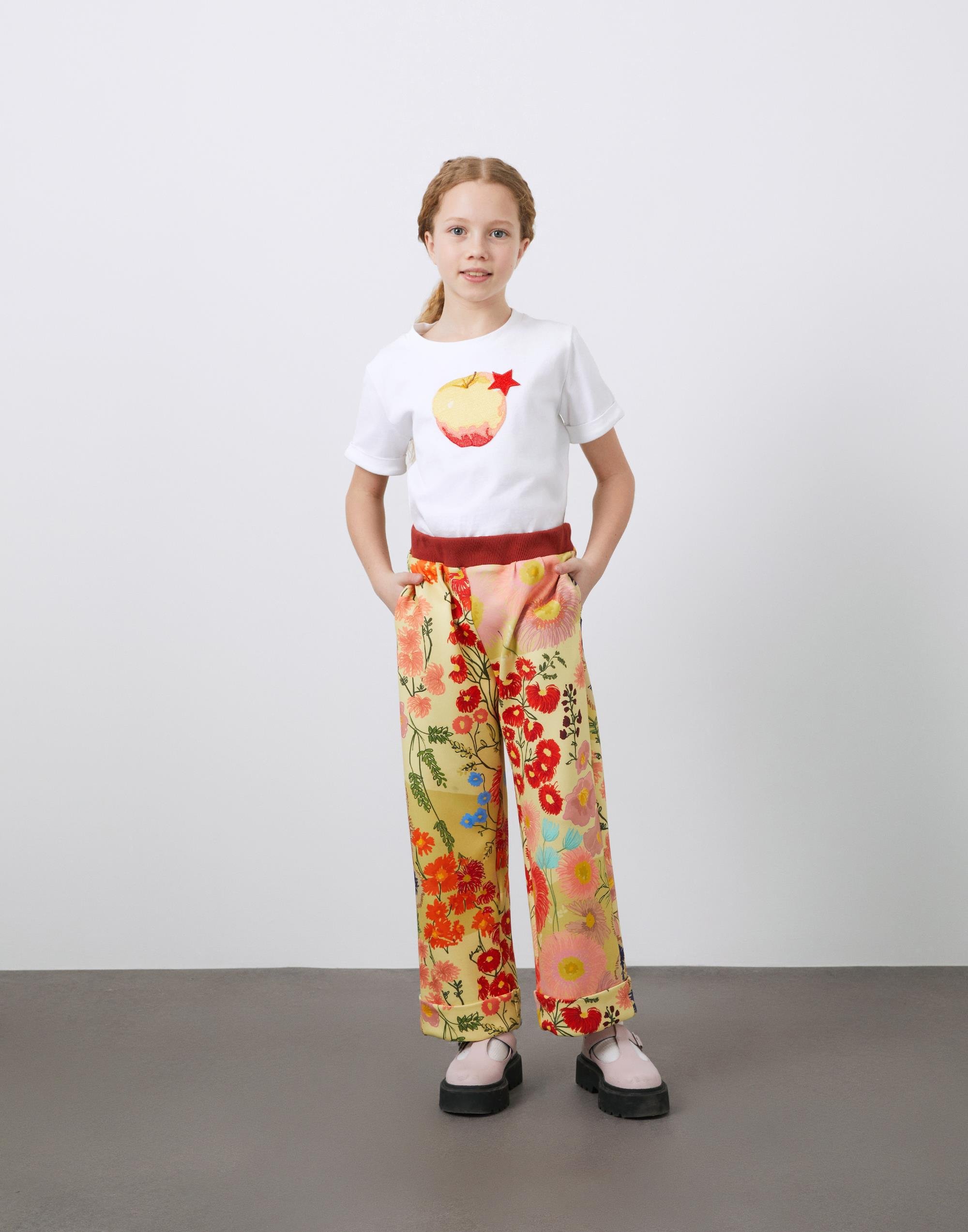 Çicek Baskılı Kız Çocuk Bol Paça Pantolon - junior, designer dresses, bachelorette, party dresses and graduation dresses.