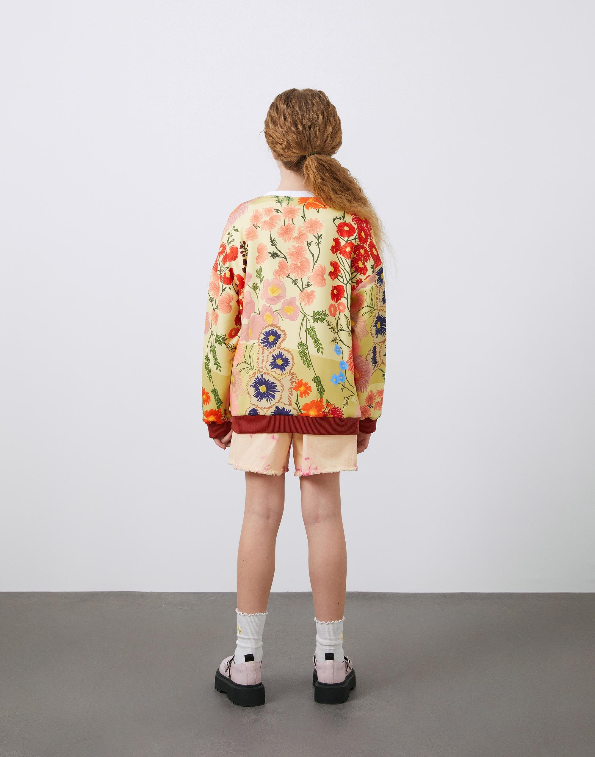 Çicek Baskılı Kız Çocuk Sweatshirt - junior, designer dresses, bachelorette, party dresses and graduation dresses.