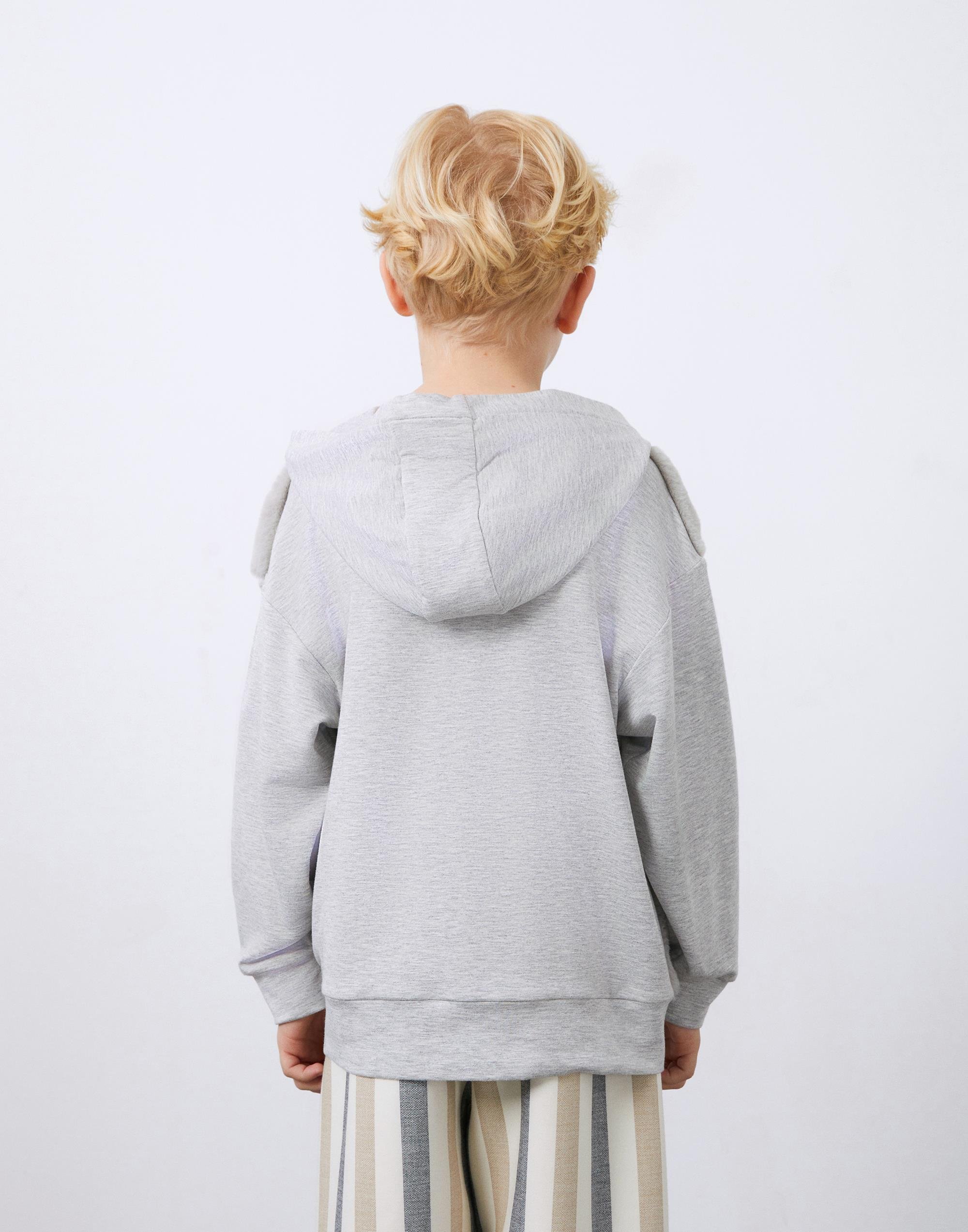 Gray Boy's Hooded Sweatshirt with Stripe Detail - junior, designer dresses, bachelorette, party dresses and graduation dresses.