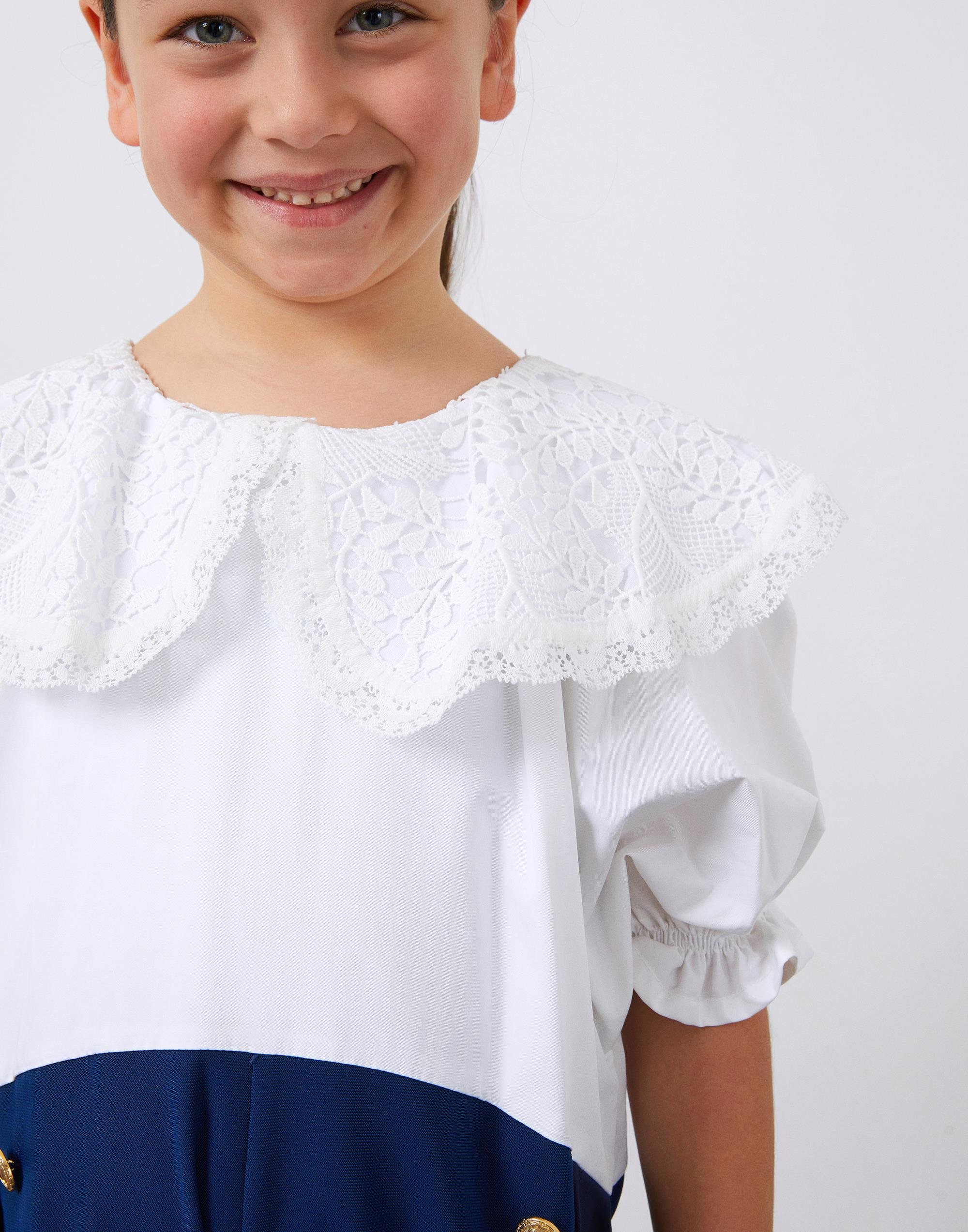 Dantel Yaka ve Düğme Detaylı Kız Çocuk Tulum - junior, designer dresses, bachelorette, party dresses and graduation dresses.