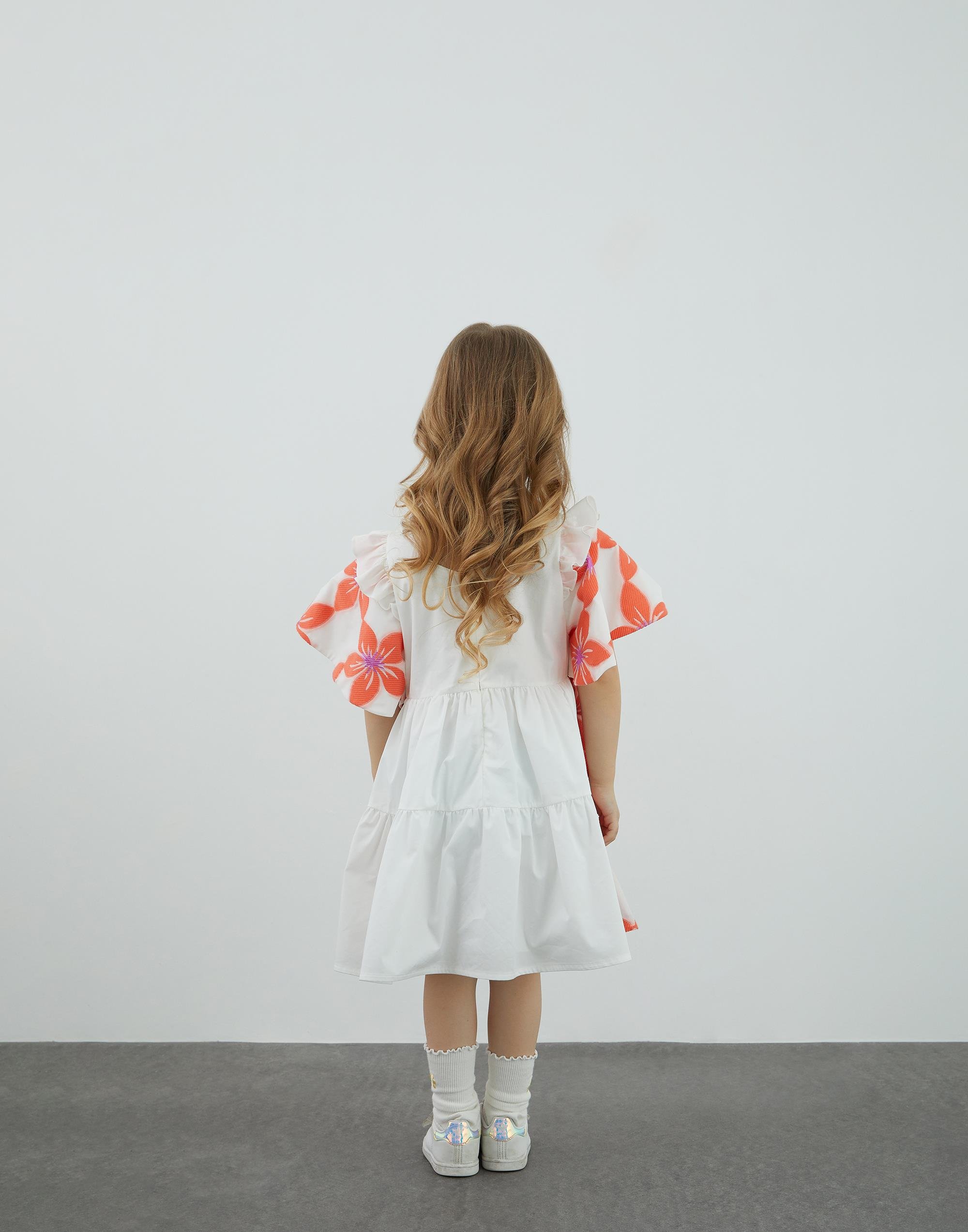 Desenli Garni Detaylı  Ekru Elbise - junior, designer dresses, bachelorette, party dresses and graduation dresses.