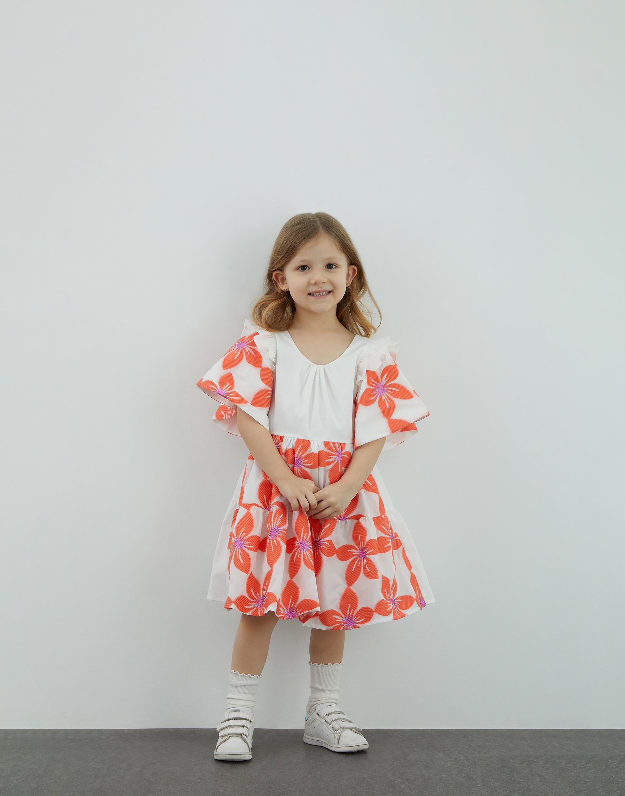 Desenli Garni Detaylı  Ekru Elbise - junior, designer dresses, bachelorette, party dresses and graduation dresses.