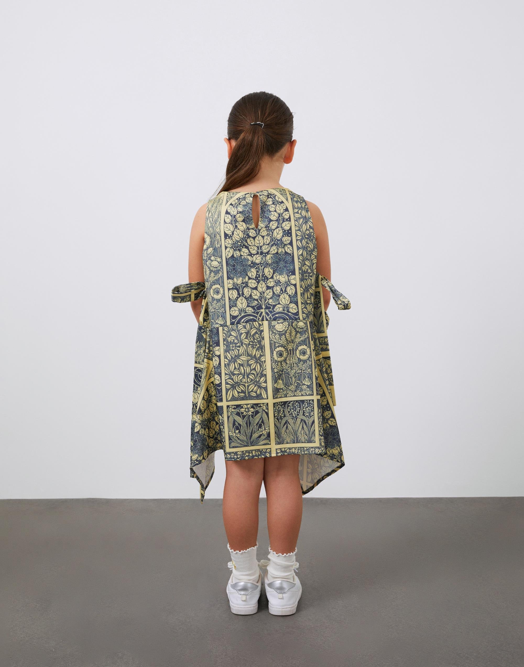 Desenli Kolsuz Kız Çocuk Lacivert Elbise - junior, designer dresses, bachelorette, party dresses and graduation dresses.