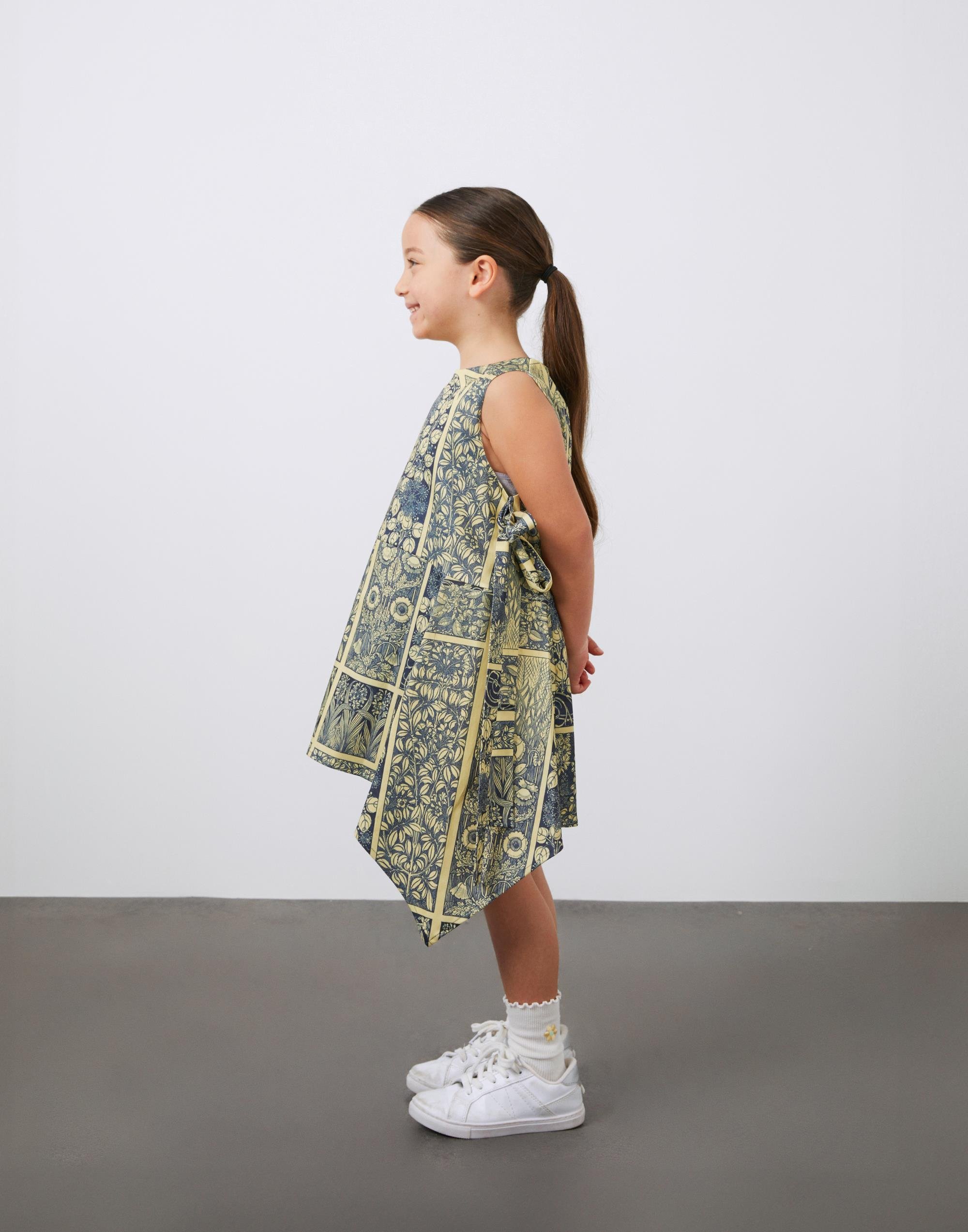 Desenli Kolsuz Kız Çocuk Lacivert Elbise - junior, designer dresses, bachelorette, party dresses and graduation dresses.