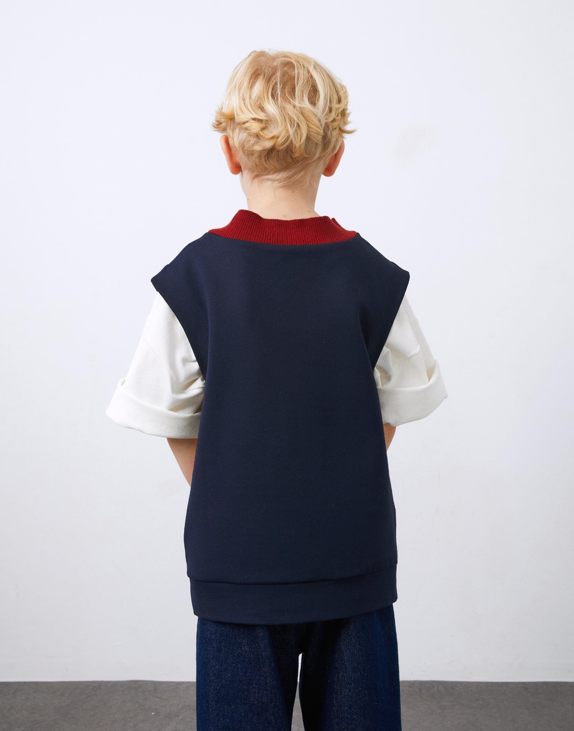 Detailed Printed Navy Blue Boy's Sweater - junior, designer dresses, bachelorette, party dresses and graduation dresses.