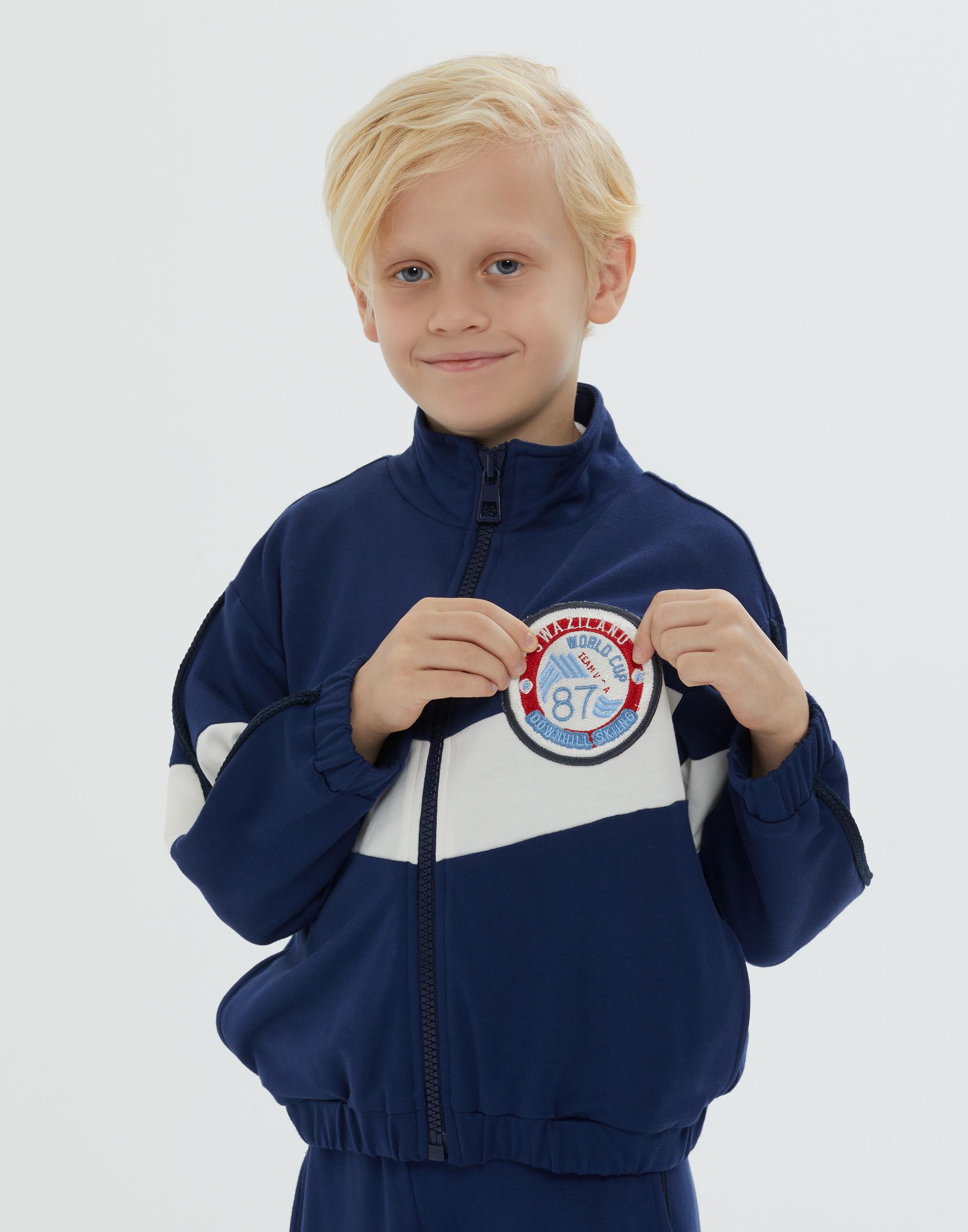 Dik Yakalı Aplike Nakışlı Lacivert Erkek Çocuk Ceket - junior, designer dresses, bachelorette, party dresses and graduation dresses.