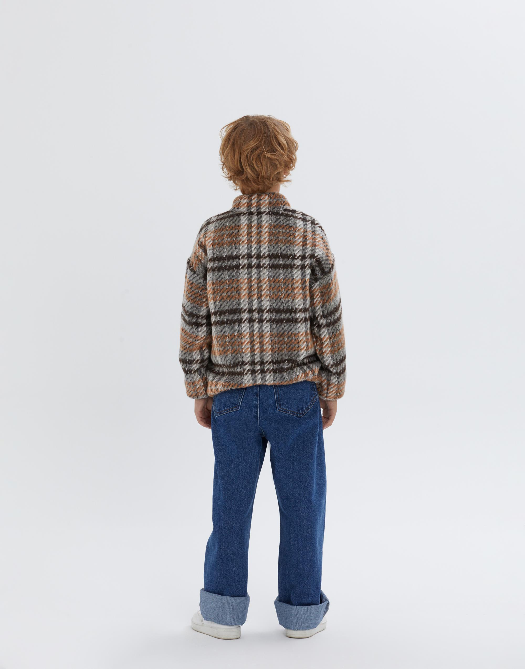 Dik Yakalı Astarlı Ekose Desenli Turuncu Erkek Çocuk Ceket - junior, designer dresses, bachelorette, party dresses and graduation dresses.