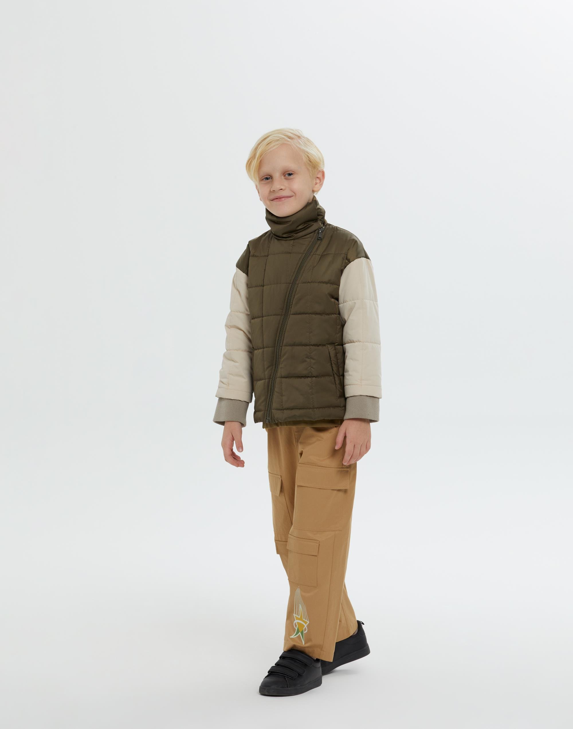 Dik Yakalı Çapraz Fermuarlı Astarlı Kapitone Yeşil Erkek Çocuk Ceket - junior, designer dresses, bachelorette, party dresses and graduation dresses.