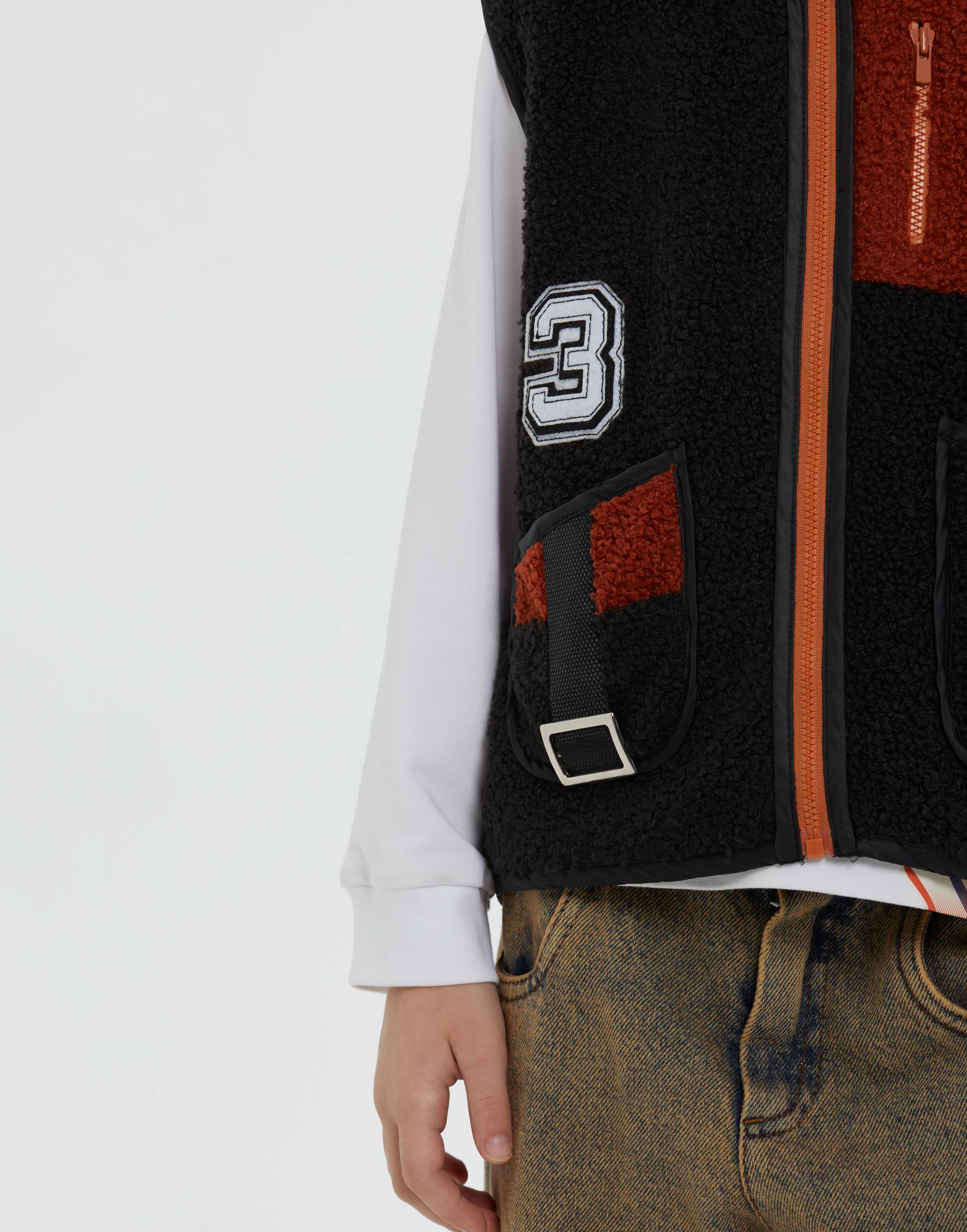 Dik Yakalı Fermuarlı Arkası Eluşlu Astarlı Kahverengi Erkek Çocuk Yelek - junior, designer dresses, bachelorette, party dresses and graduation dresses.