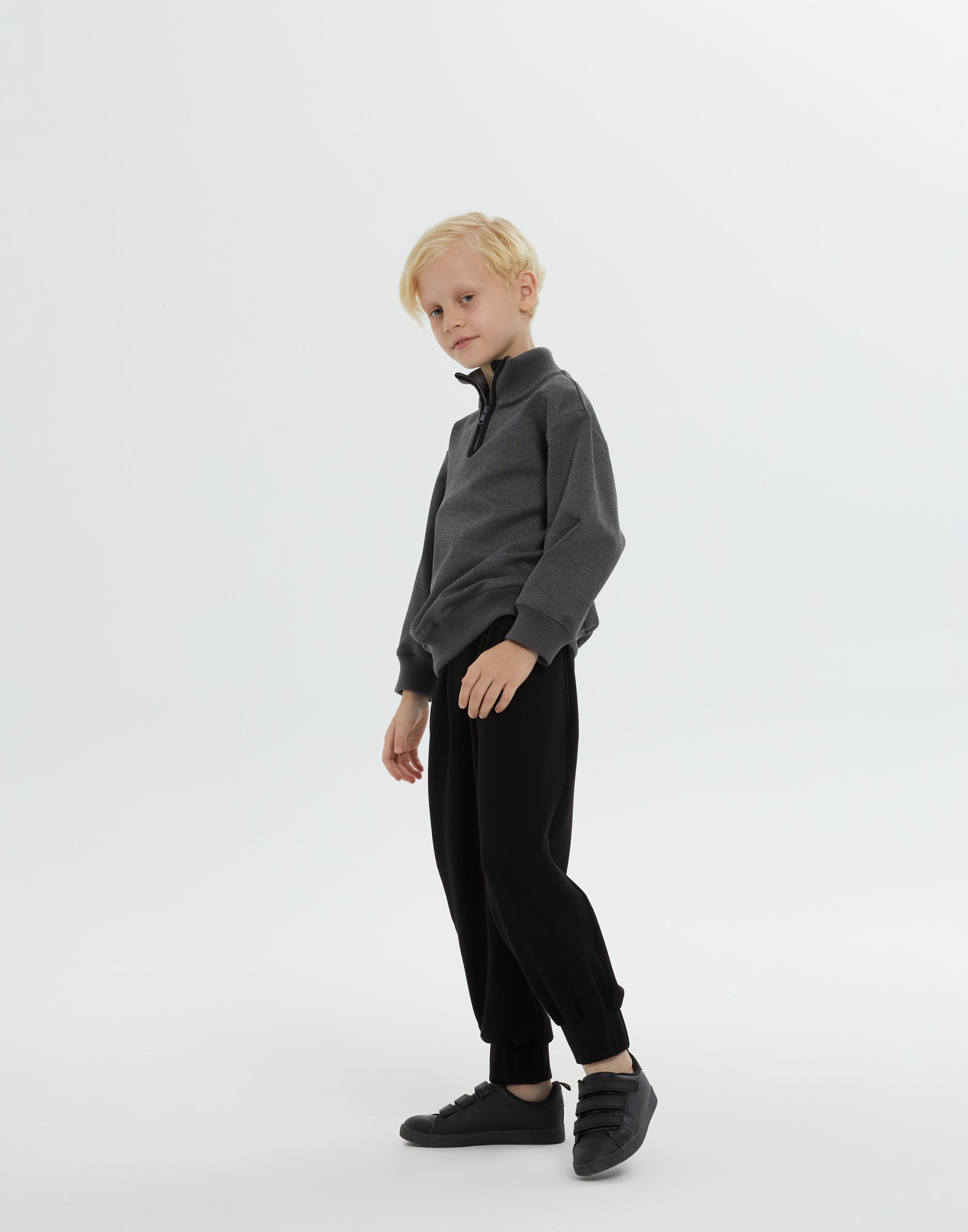 Dik Yakalı Kol Ve Etek Ucu Trikolu Astarlı Gri Erkek Çocuk Sweatshırt - junior, designer dresses, bachelorette, party dresses and graduation dresses.