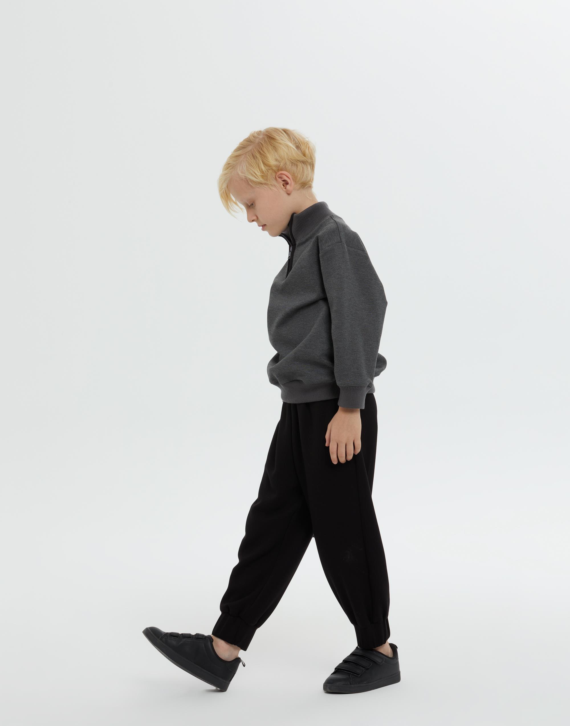 Dik Yakalı Kol Ve Etek Ucu Trikolu Astarlı Gri Erkek Çocuk Sweatshırt - junior, designer dresses, bachelorette, party dresses and graduation dresses.