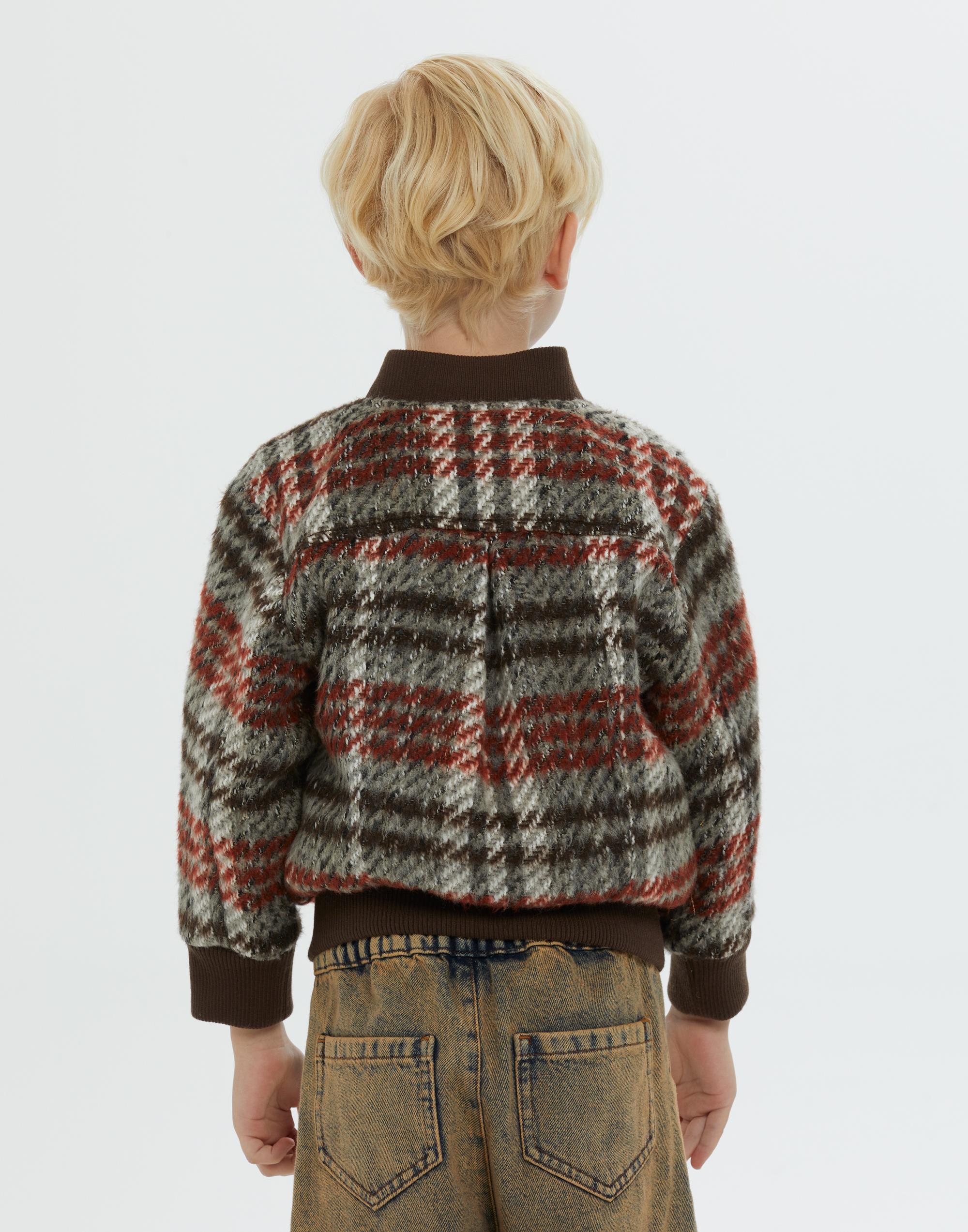 Dik Yakalı Triko Detaylı Çıt Çıt Kapamalı Astarlı Kahverengi Erkek Çocuk Ceket - junior, designer dresses, bachelorette, party dresses and graduation dresses.