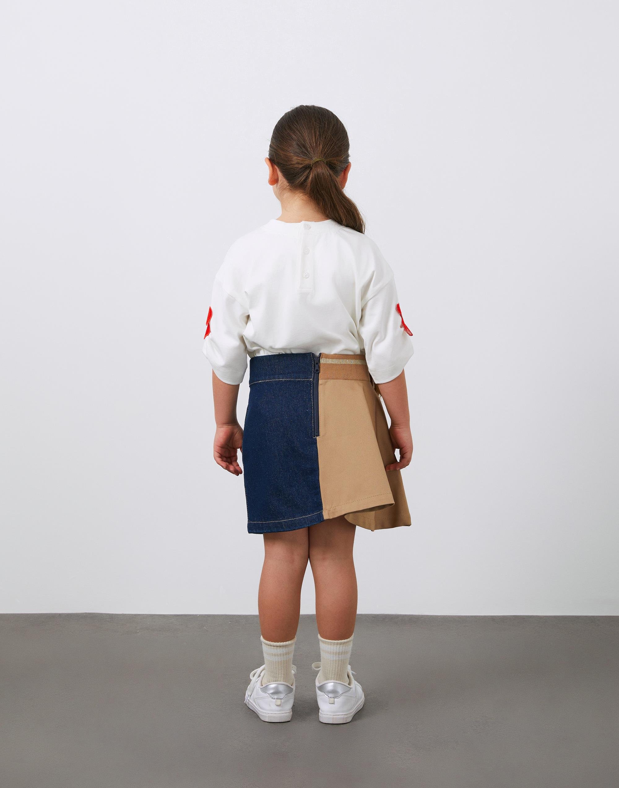 Düğme Detaylı Beli Lastikli Asimetrik Kız Çocuk Etek - junior, designer dresses, bachelorette, party dresses and graduation dresses.