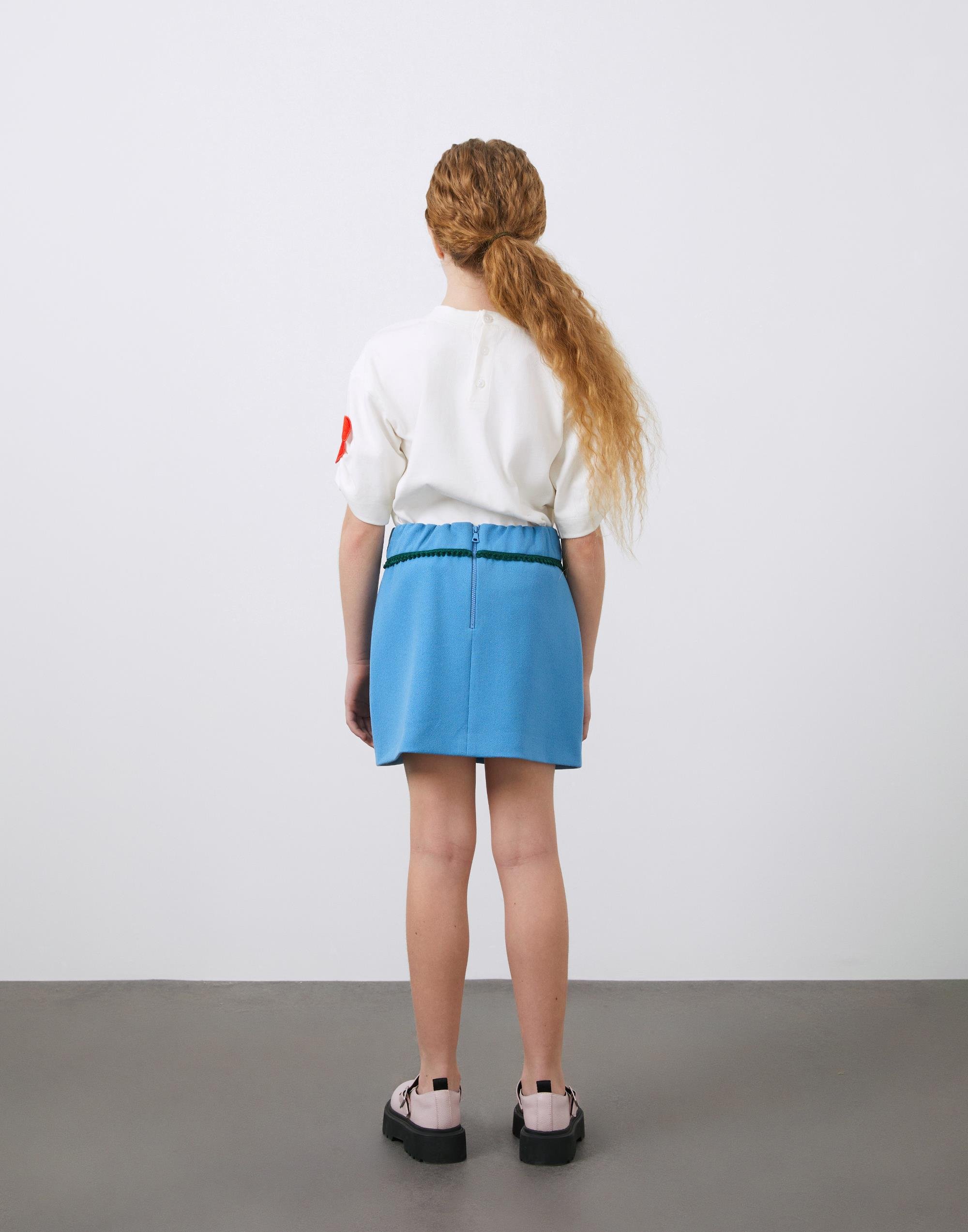 Düğme Detaylı Mavi Kız Çocuk Mini Etek - junior, designer dresses, bachelorette, party dresses and graduation dresses.