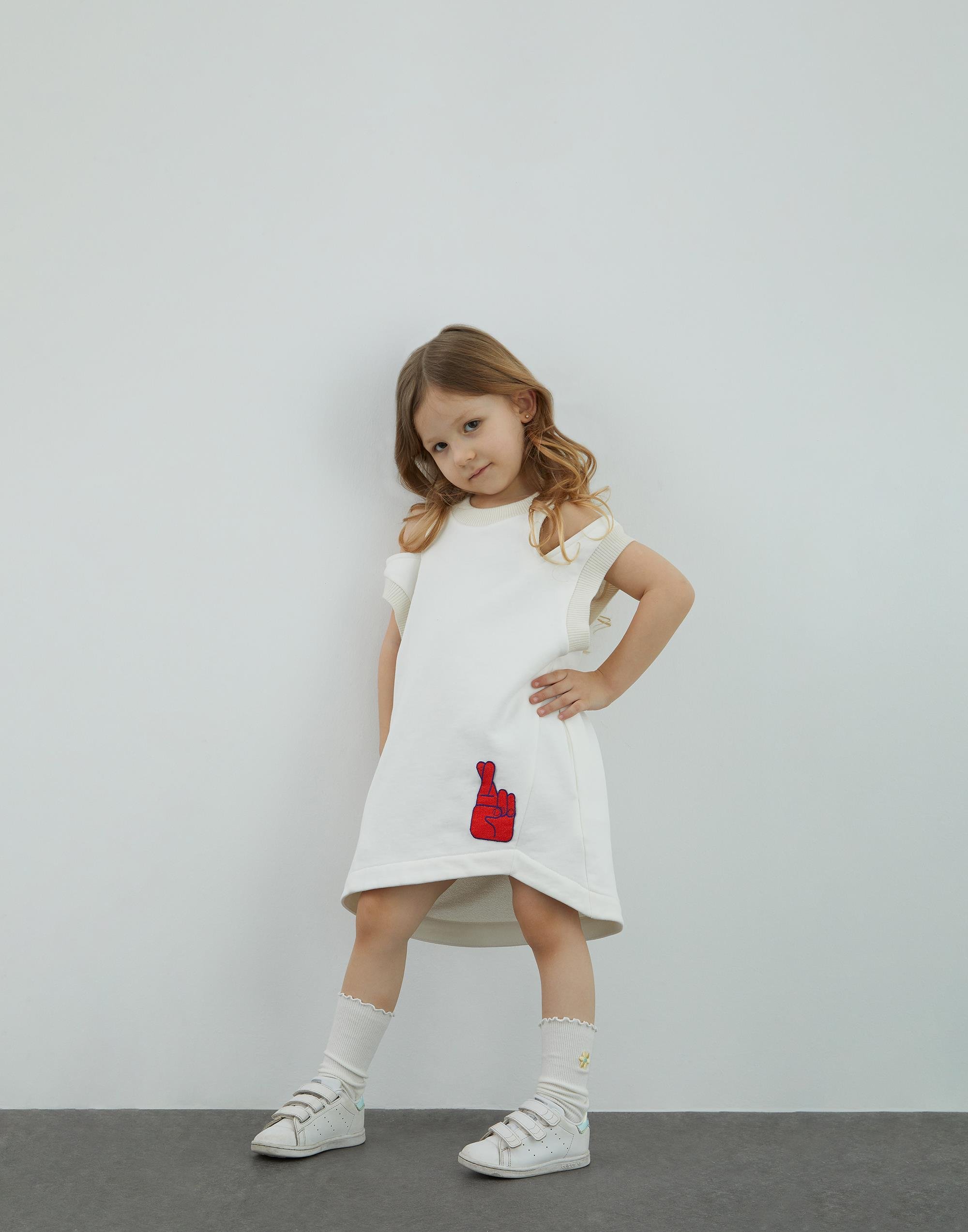 Düşük Omozlu Kız Çocuk Ekru Spor Elbise - junior, designer dresses, bachelorette, party dresses and graduation dresses.