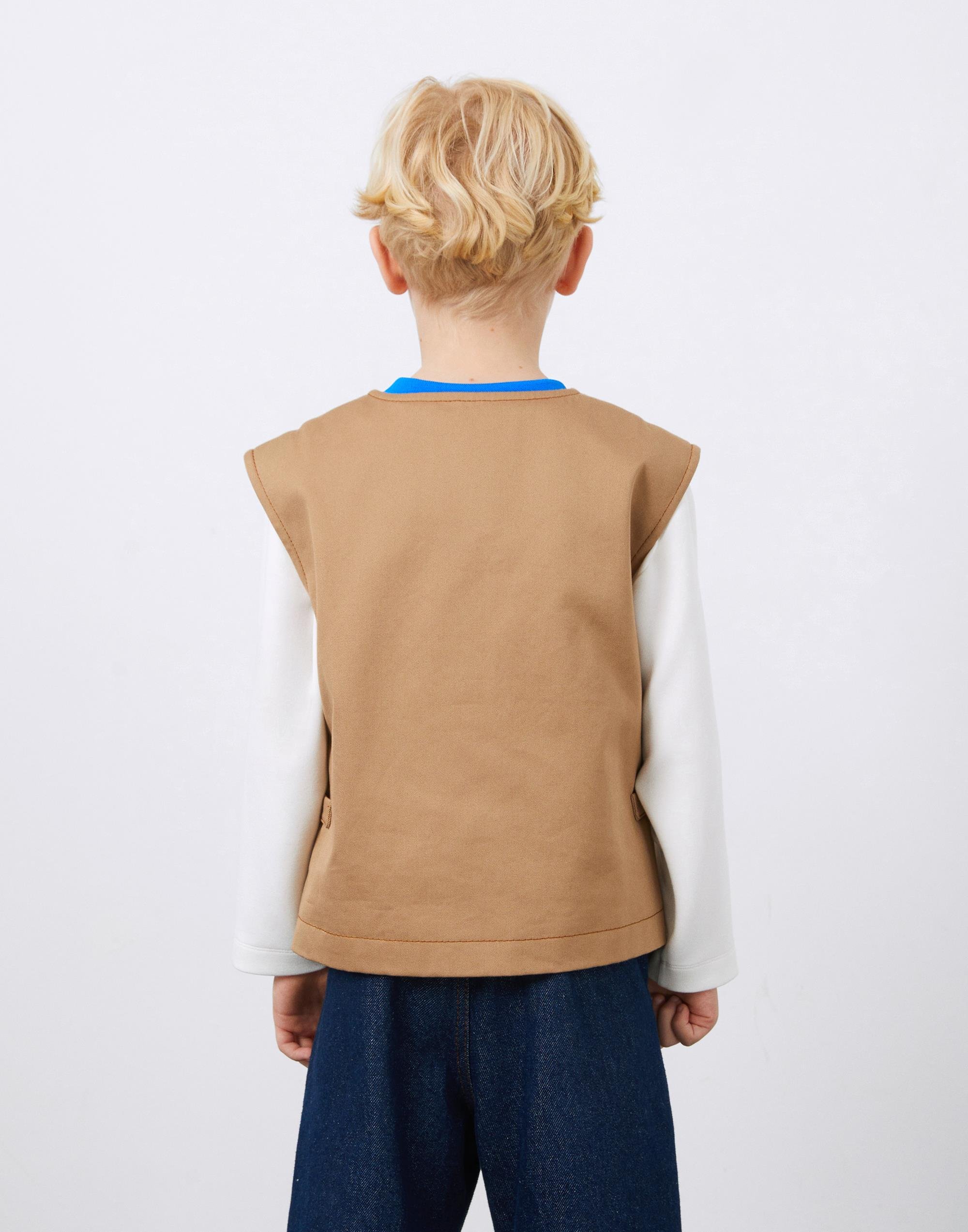 Boy's Wooden Buttoned Brown Vest - junior, designer dresses, bachelorette, party dresses and graduation dresses.