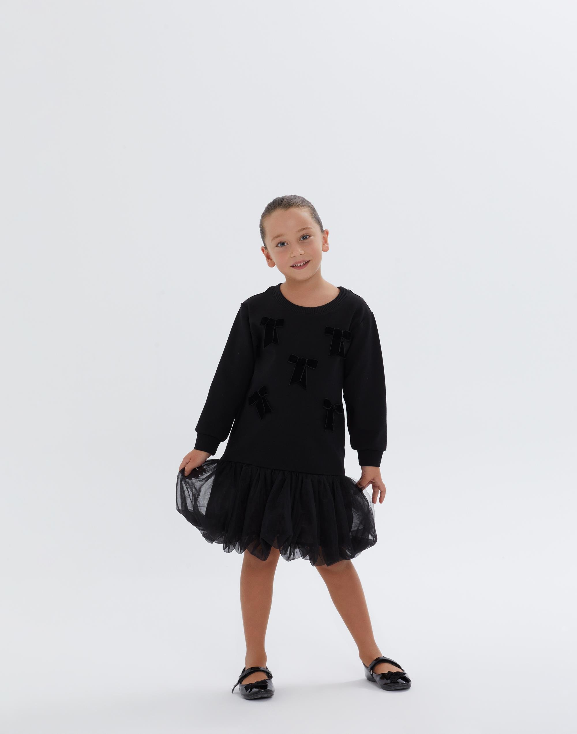 Etek Kızmı Tül Detaylı Fiyonk Detaylı Siyah Kısa Elbise - junior, designer dresses, bachelorette, party dresses and graduation dresses.