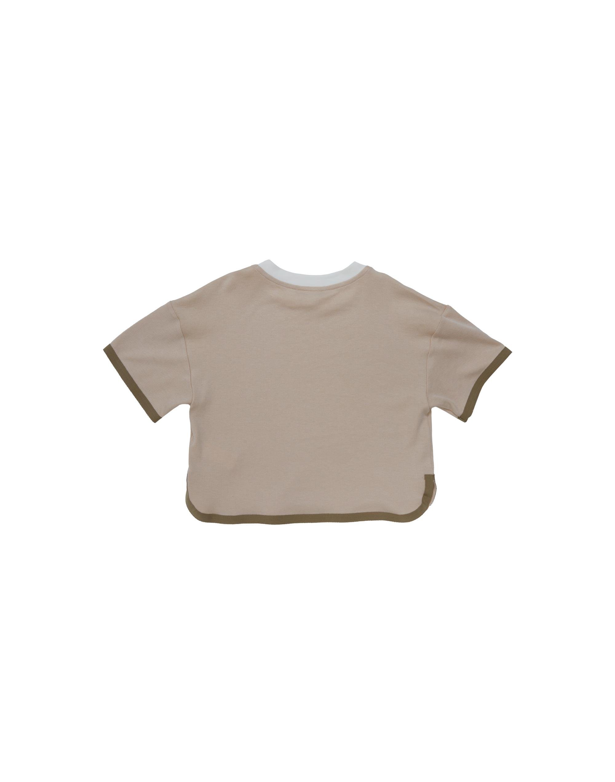 Etek Ucu Yırtmaçlı Şerit Detaylı Bej T-Shirt - junior, designer dresses, bachelorette, party dresses and graduation dresses.