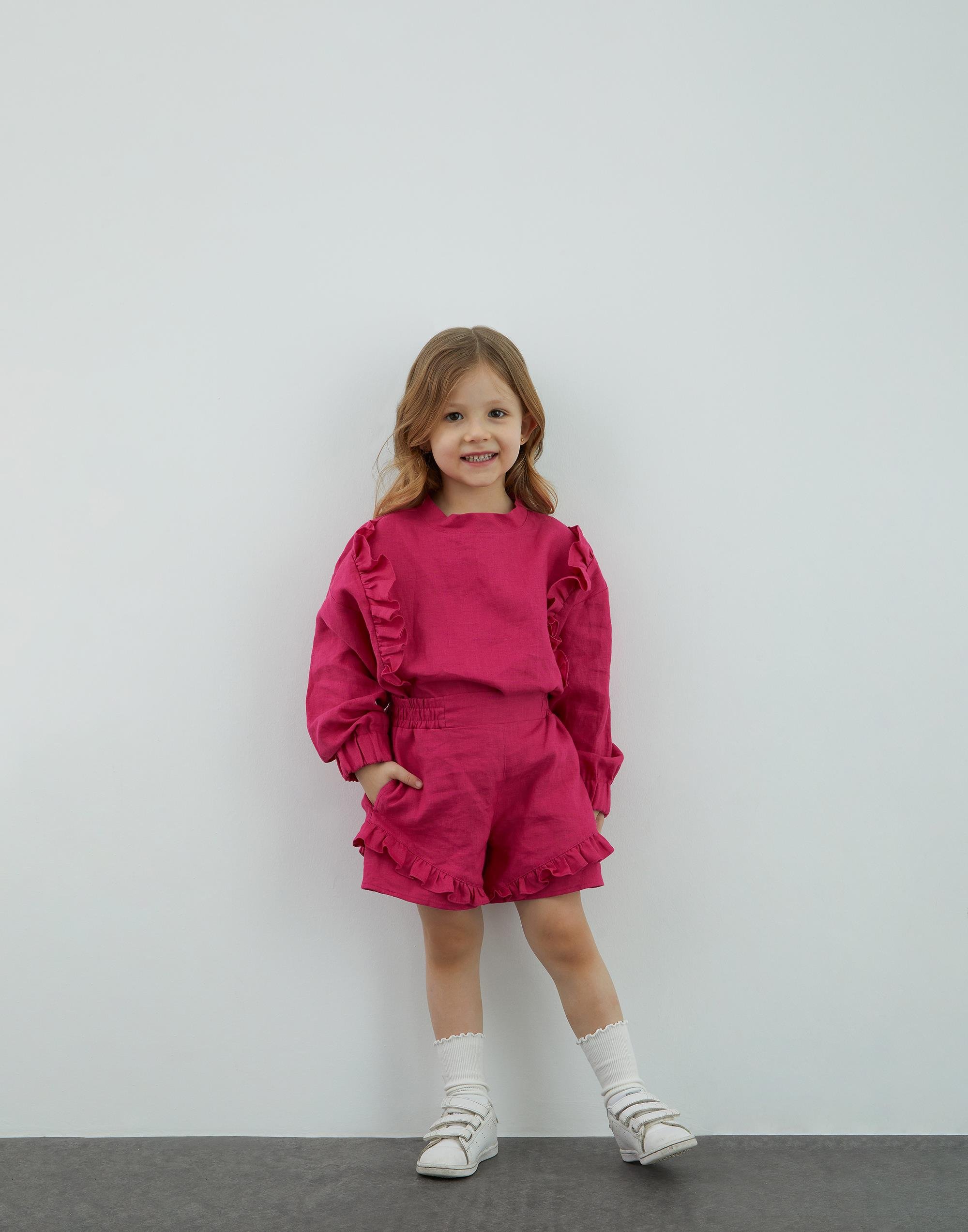 Fırfır Detaylı Keten Beyaz Şort - junior, designer dresses, bachelorette, party dresses and graduation dresses.