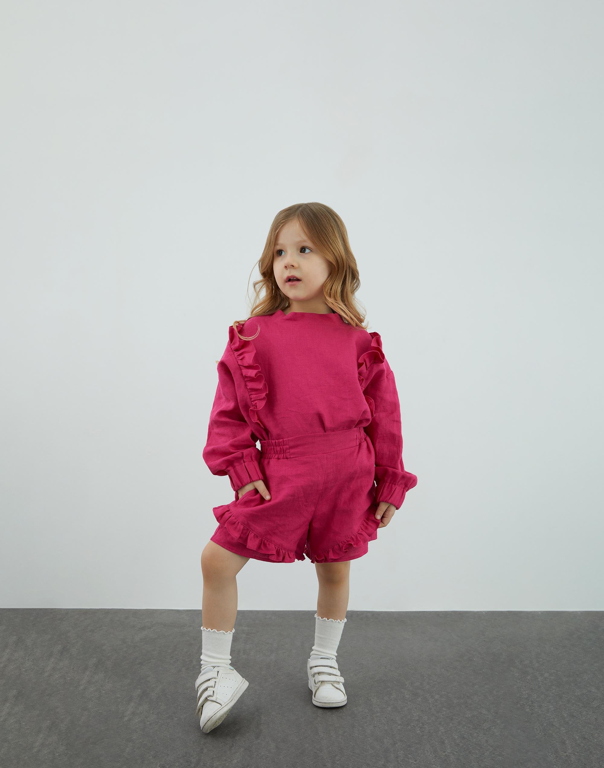 Fırfır Detaylı Keten Beyaz Şort - junior, designer dresses, bachelorette, party dresses and graduation dresses.