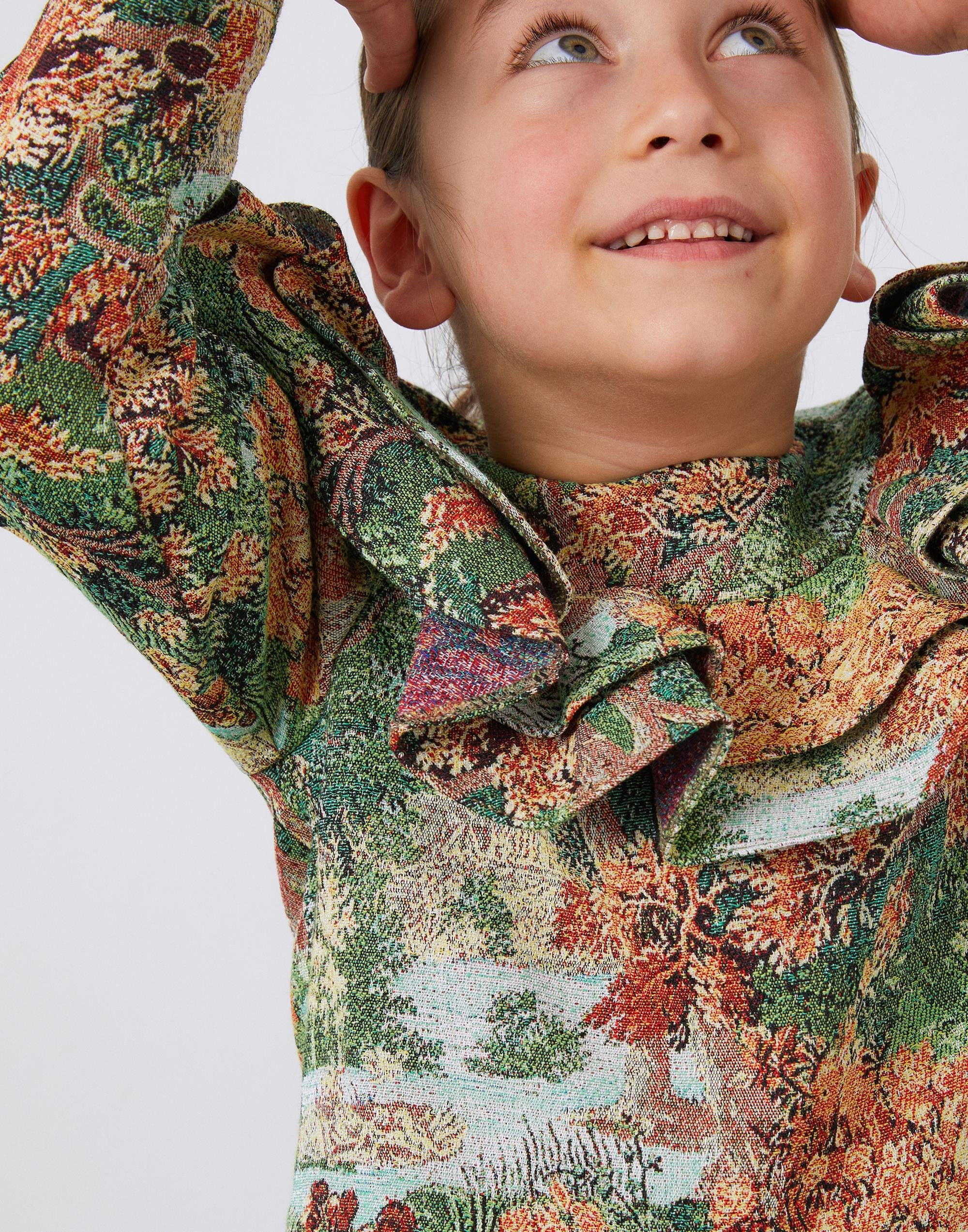 Fırfır Detaylı Kız Çocuk Jakarlı Bluz  - junior, designer dresses, bachelorette, party dresses and graduation dresses.