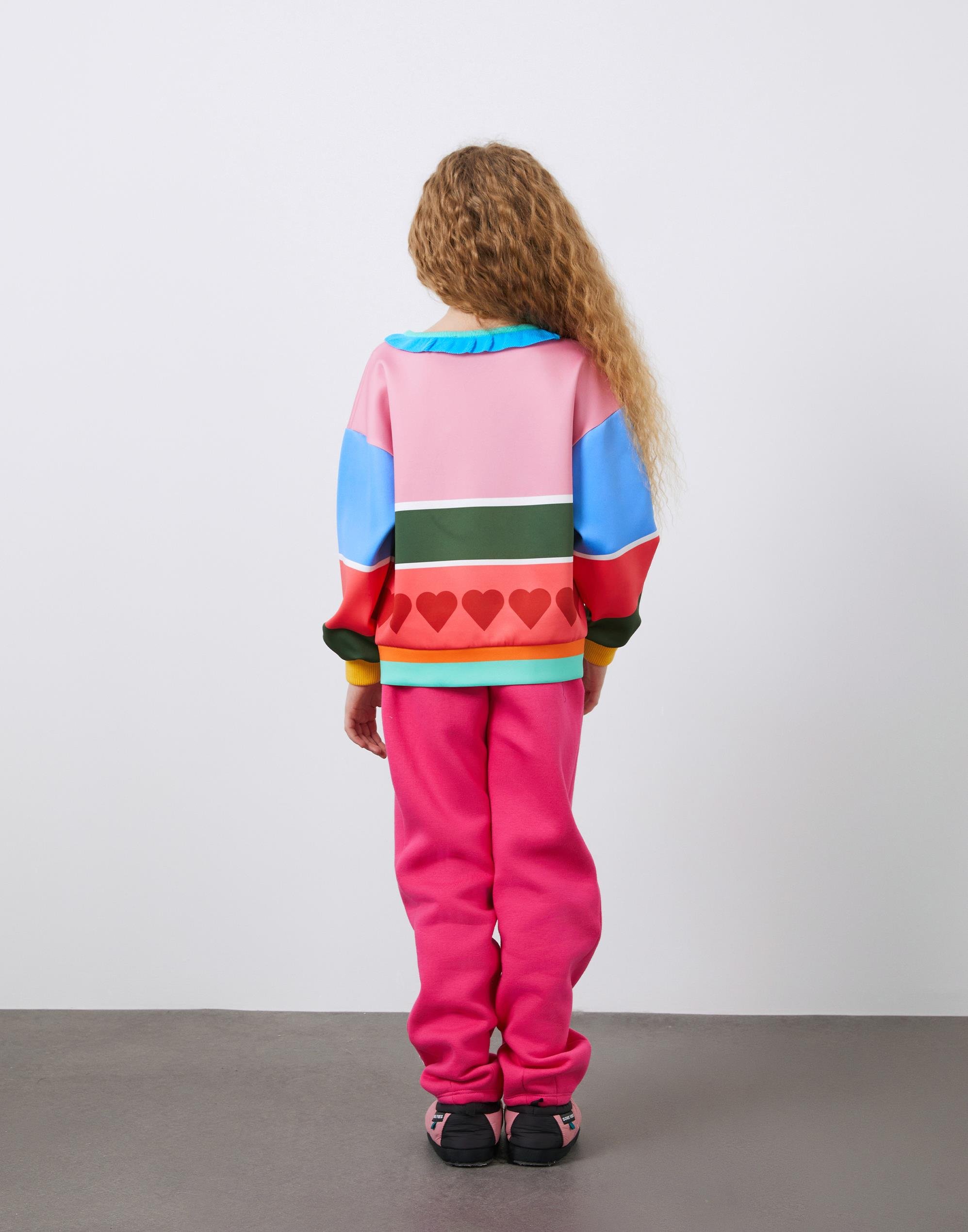 Fırfır Yaka Detaylı Baskılı Kız Çocuk Sweatshirt - junior, designer dresses, bachelorette, party dresses and graduation dresses.