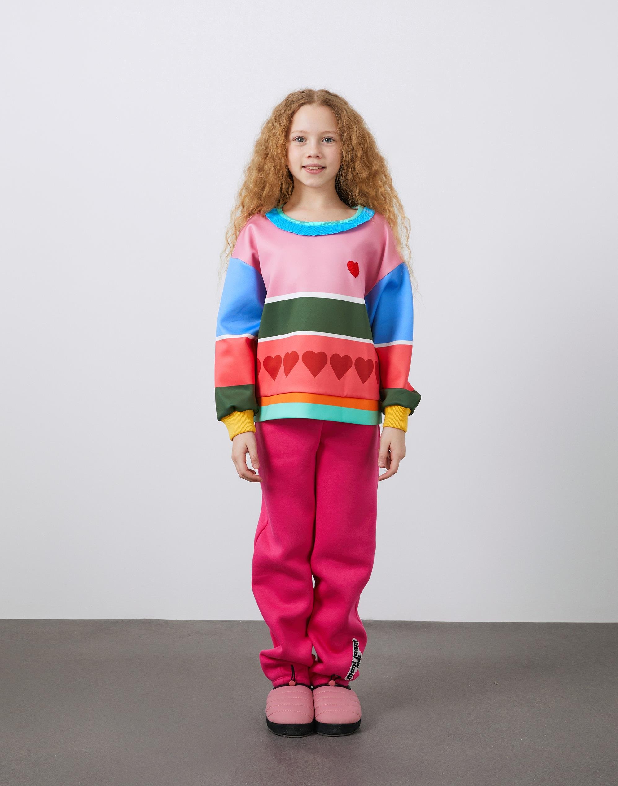 Fırfır Yaka Detaylı Baskılı Kız Çocuk Sweatshirt - junior, designer dresses, bachelorette, party dresses and graduation dresses.