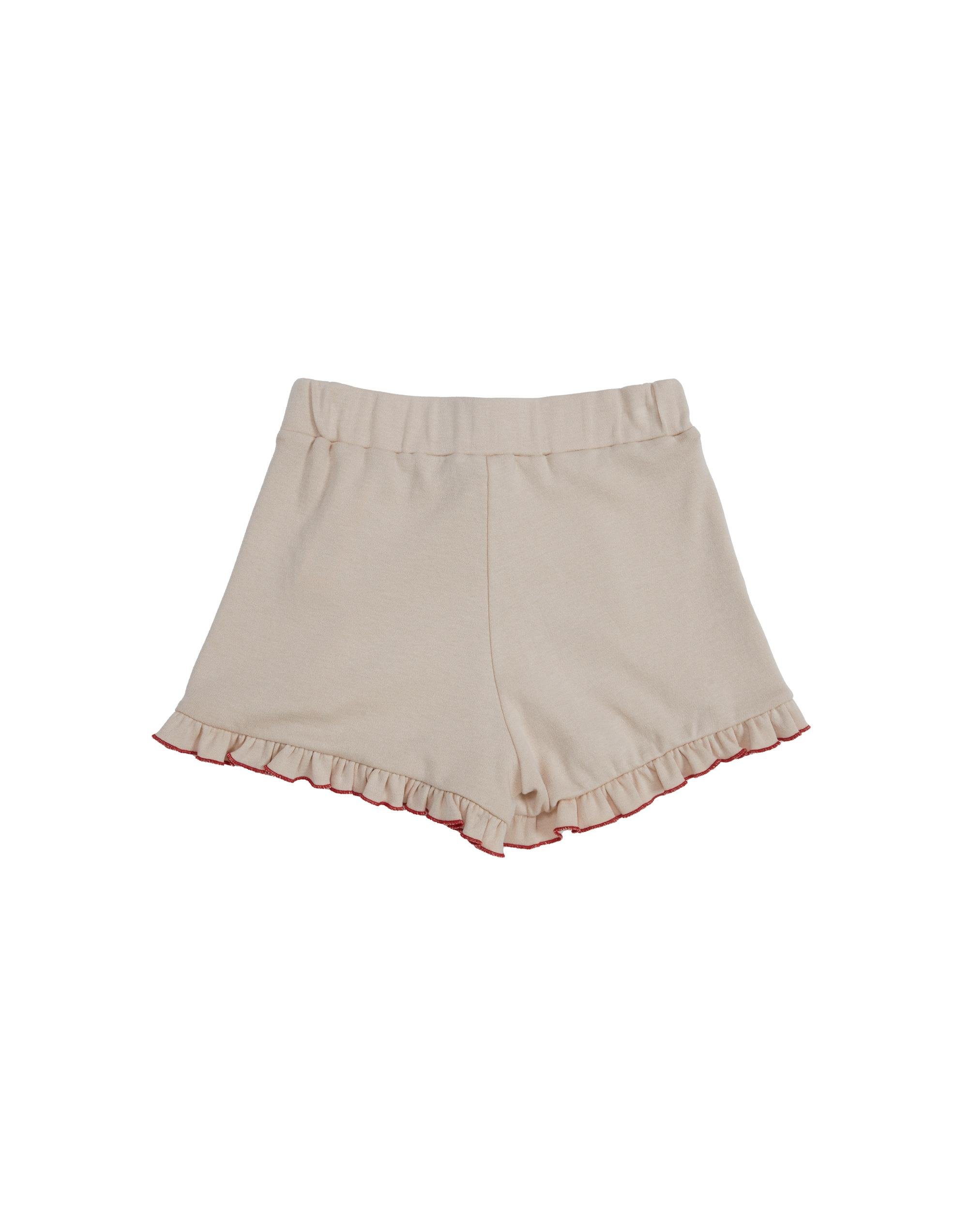 Fırfırlı Kırmızı Yengeç Nakışlı Bej Şort - junior, designer dresses, bachelorette, party dresses and graduation dresses.