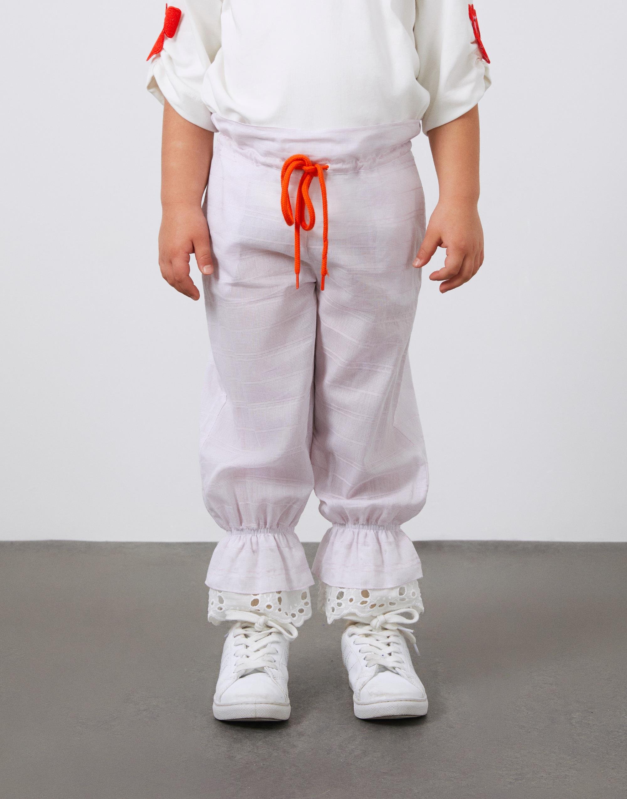 Fisto Detaylı Bağcıklı Paçası Lastikli Mor Kız Çocuk Pantolon - junior, designer dresses, bachelorette, party dresses and graduation dresses.