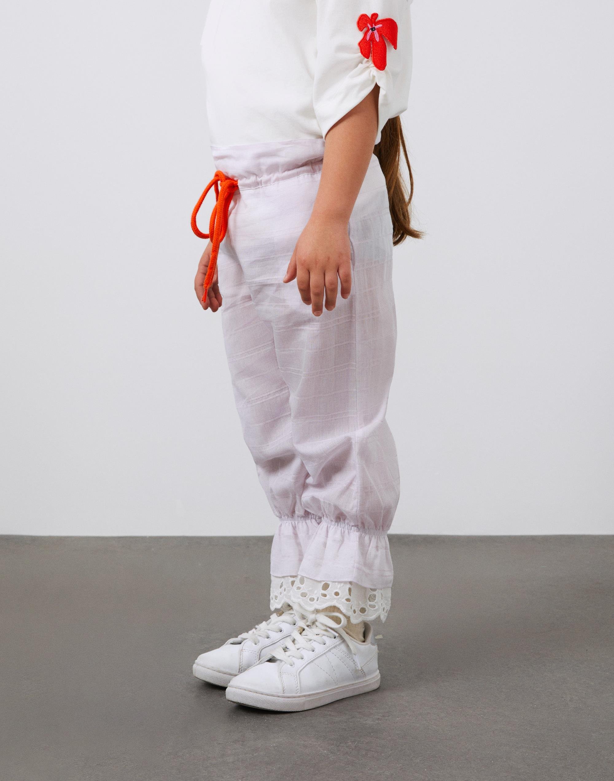 Fisto Detaylı Bağcıklı Paçası Lastikli Mor Kız Çocuk Pantolon - junior, designer dresses, bachelorette, party dresses and graduation dresses.