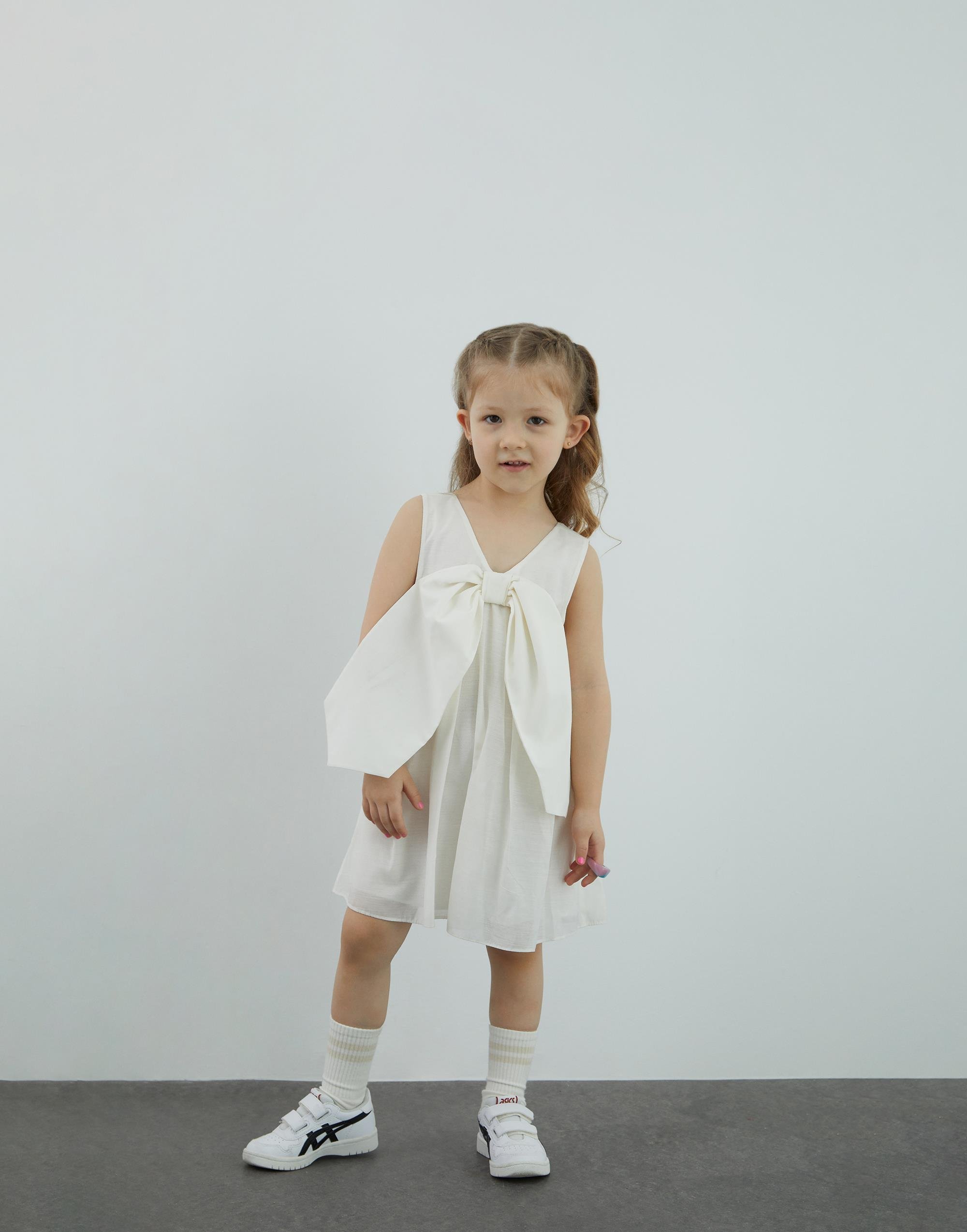 Fiyonk Detaylı Ekru Elbise - junior, designer dresses, bachelorette, party dresses and graduation dresses.