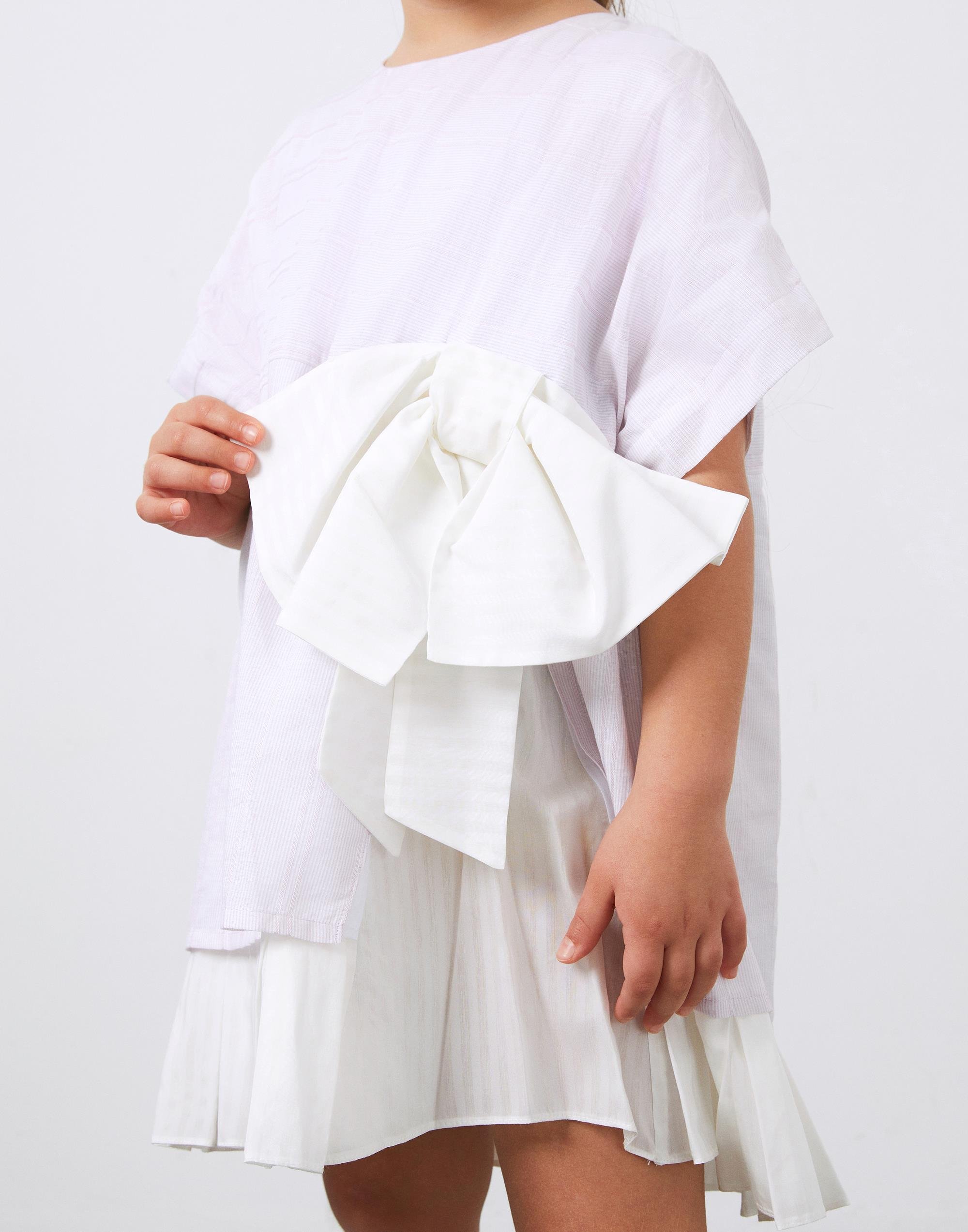 Fiyonk Detaylı Kısa Kollu Lila Vual Kız Çocuk Elbise - junior, designer dresses, bachelorette, party dresses and graduation dresses.