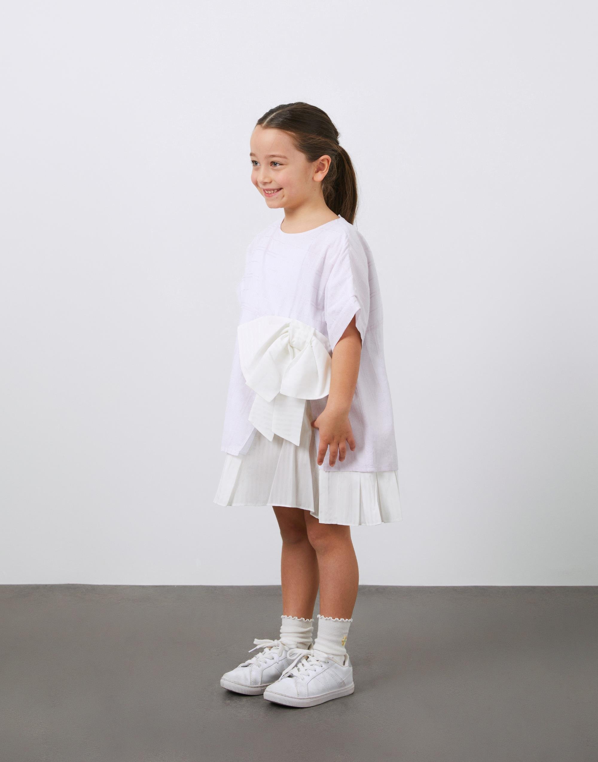 Fiyonk Detaylı Kısa Kollu Lila Vual Kız Çocuk Elbise - junior, designer dresses, bachelorette, party dresses and graduation dresses.