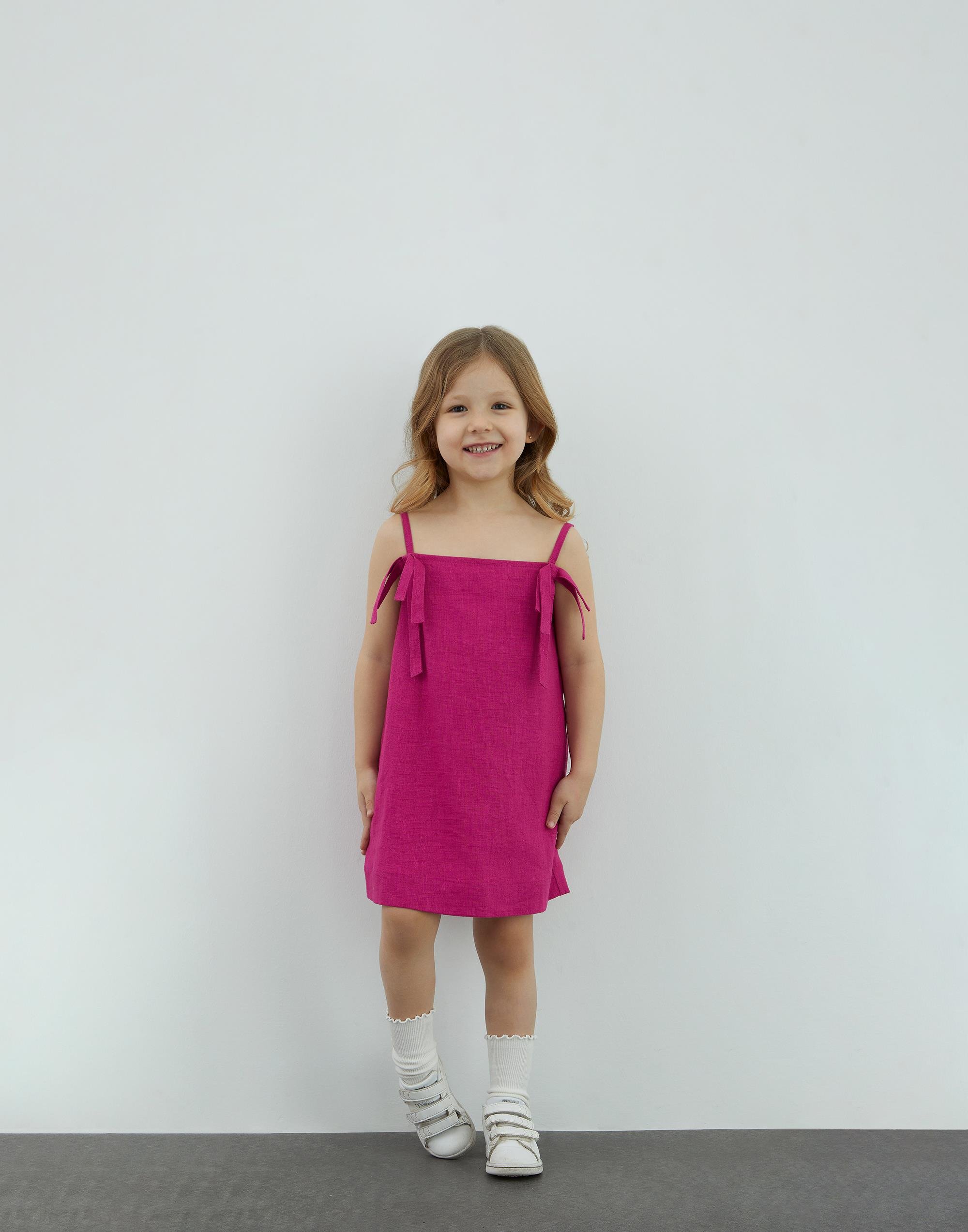Fiyonk Detaylı Pembe Keten Elbise - junior, designer dresses, bachelorette, party dresses and graduation dresses.
