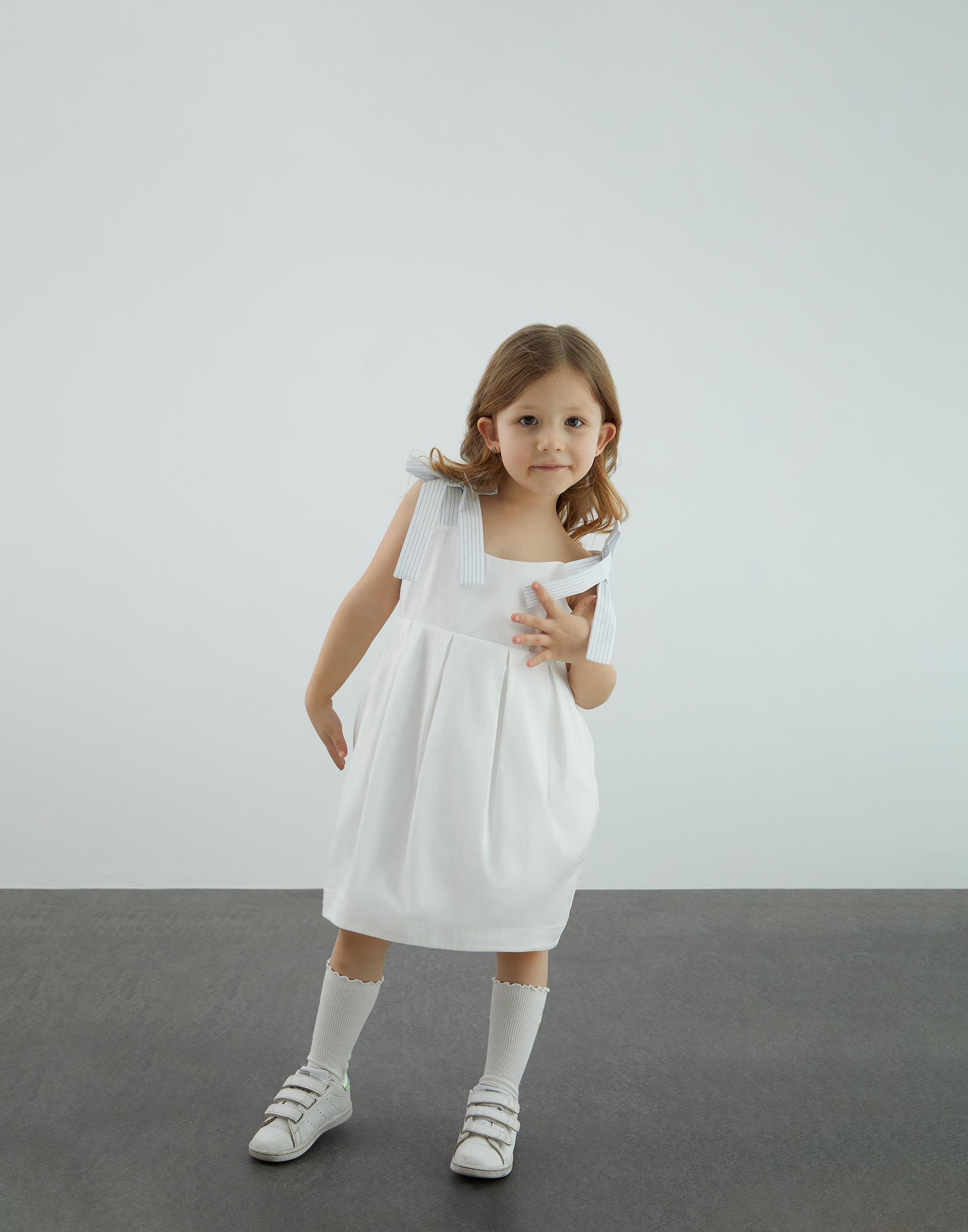 Garni Detaylı Ekru Poplin Elbise - junior, designer dresses, bachelorette, party dresses and graduation dresses.