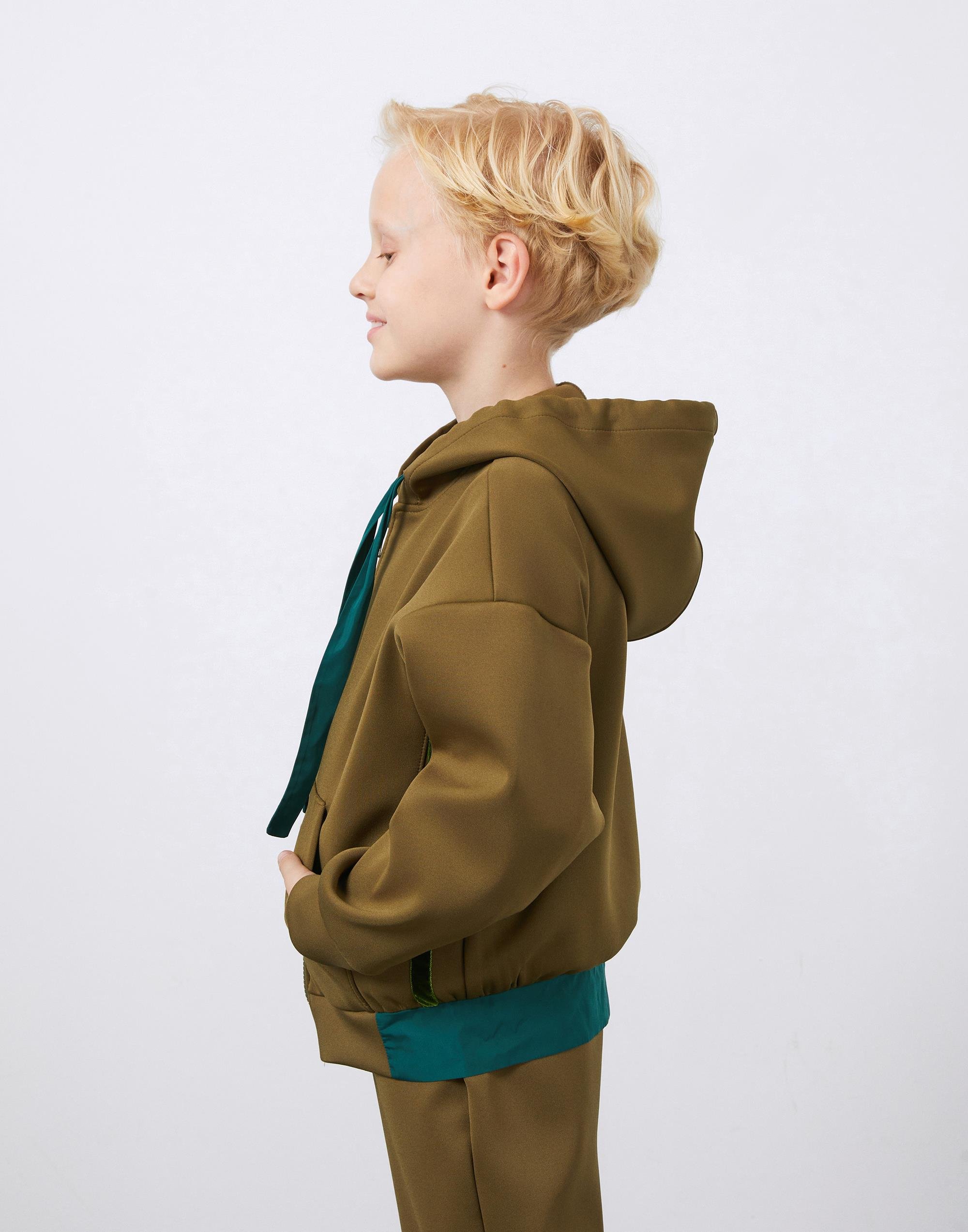 Garni Detailed Zippered Green Boy's Sweatshirt - junior, designer dresses, bachelorette, party dresses and graduation dresses.