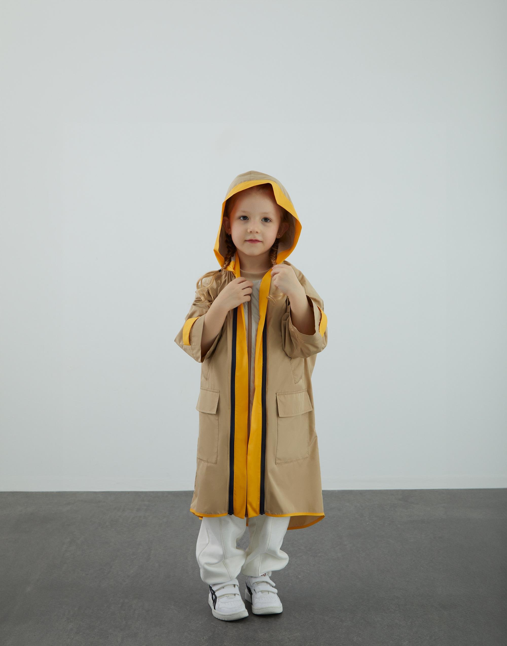 Garni Ve Fermuar Detaylı Bej Yamurluk - junior, designer dresses, bachelorette, party dresses and graduation dresses.