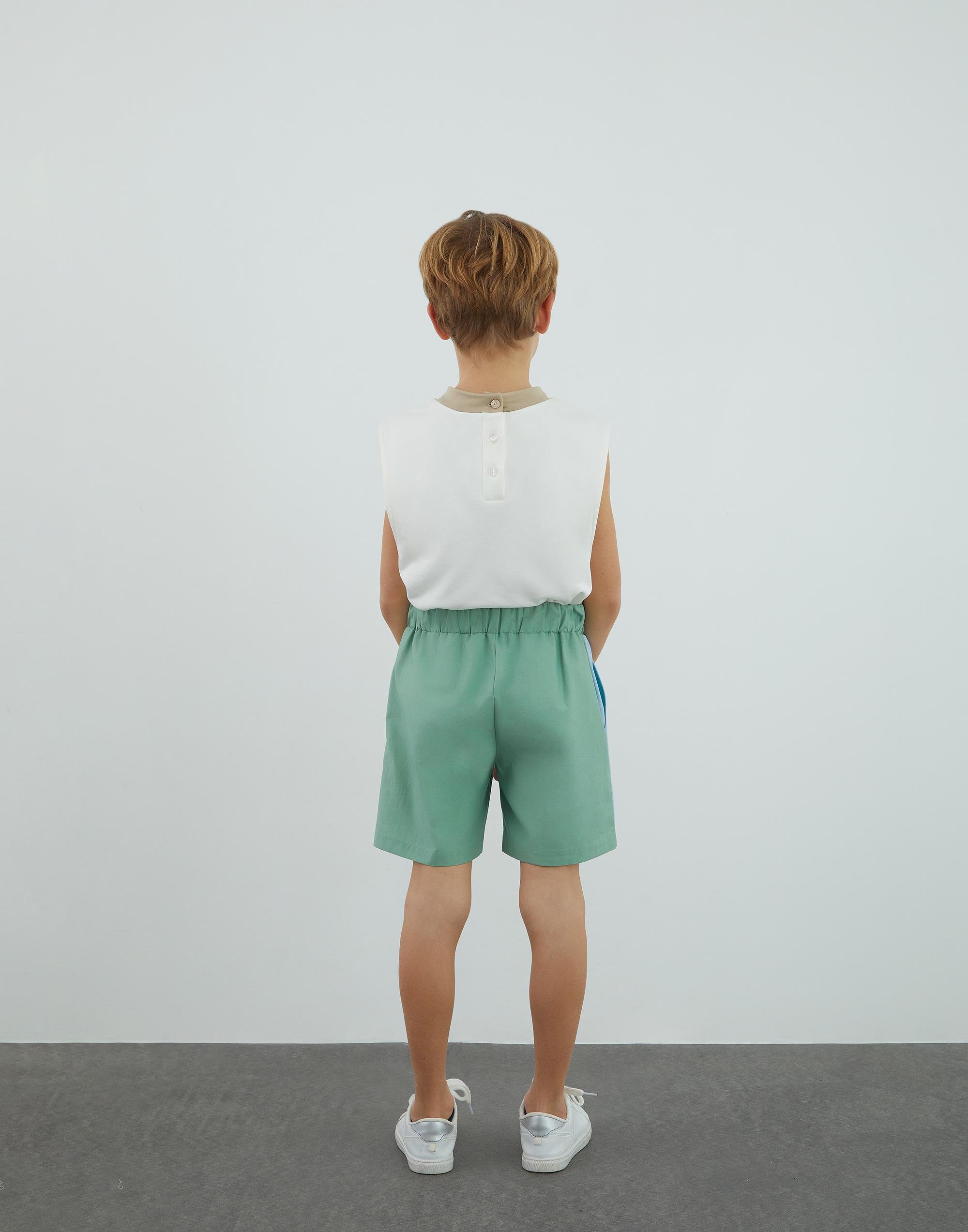 Green shorts with garni and stripe detail - junior, designer dresses, bachelorette, party dresses and graduation dresses.