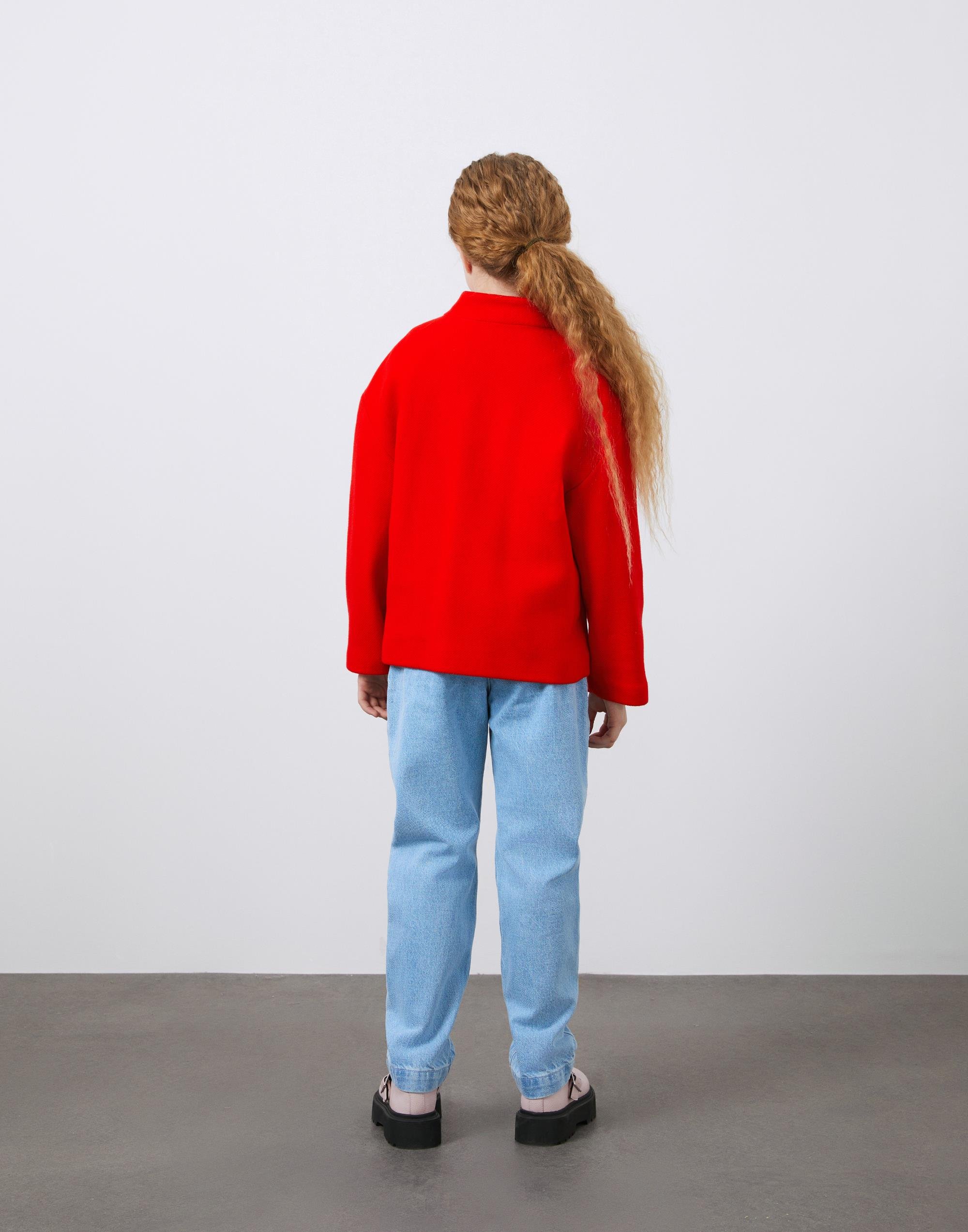 Gold Düğme Detaylı Kırmızı Kız Çocuk Ceket - junior, designer dresses, bachelorette, party dresses and graduation dresses.