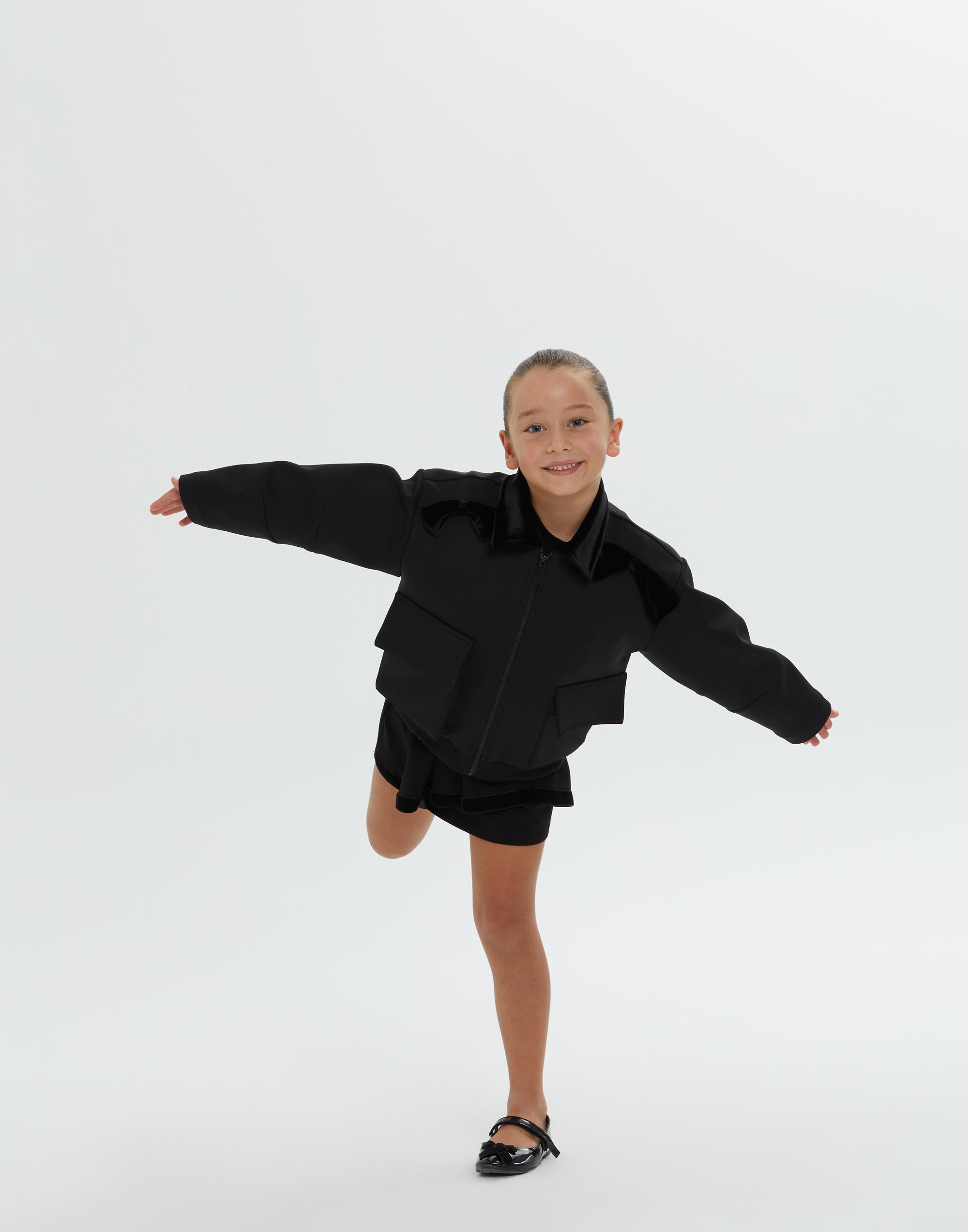 Gömlek Yaka Fermurarlı Siyah Kız Çocuk Ceket - junior, designer dresses, bachelorette, party dresses and graduation dresses.