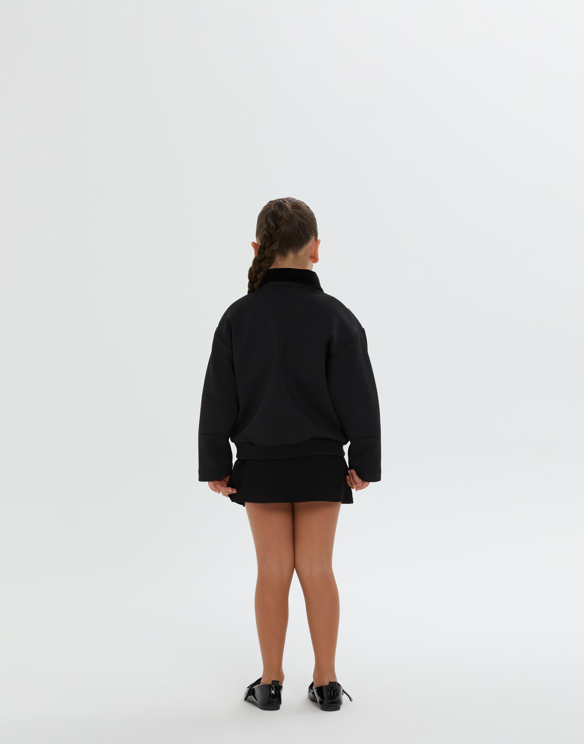 Gömlek Yaka Fermurarlı Siyah Kız Çocuk Ceket - junior, designer dresses, bachelorette, party dresses and graduation dresses.