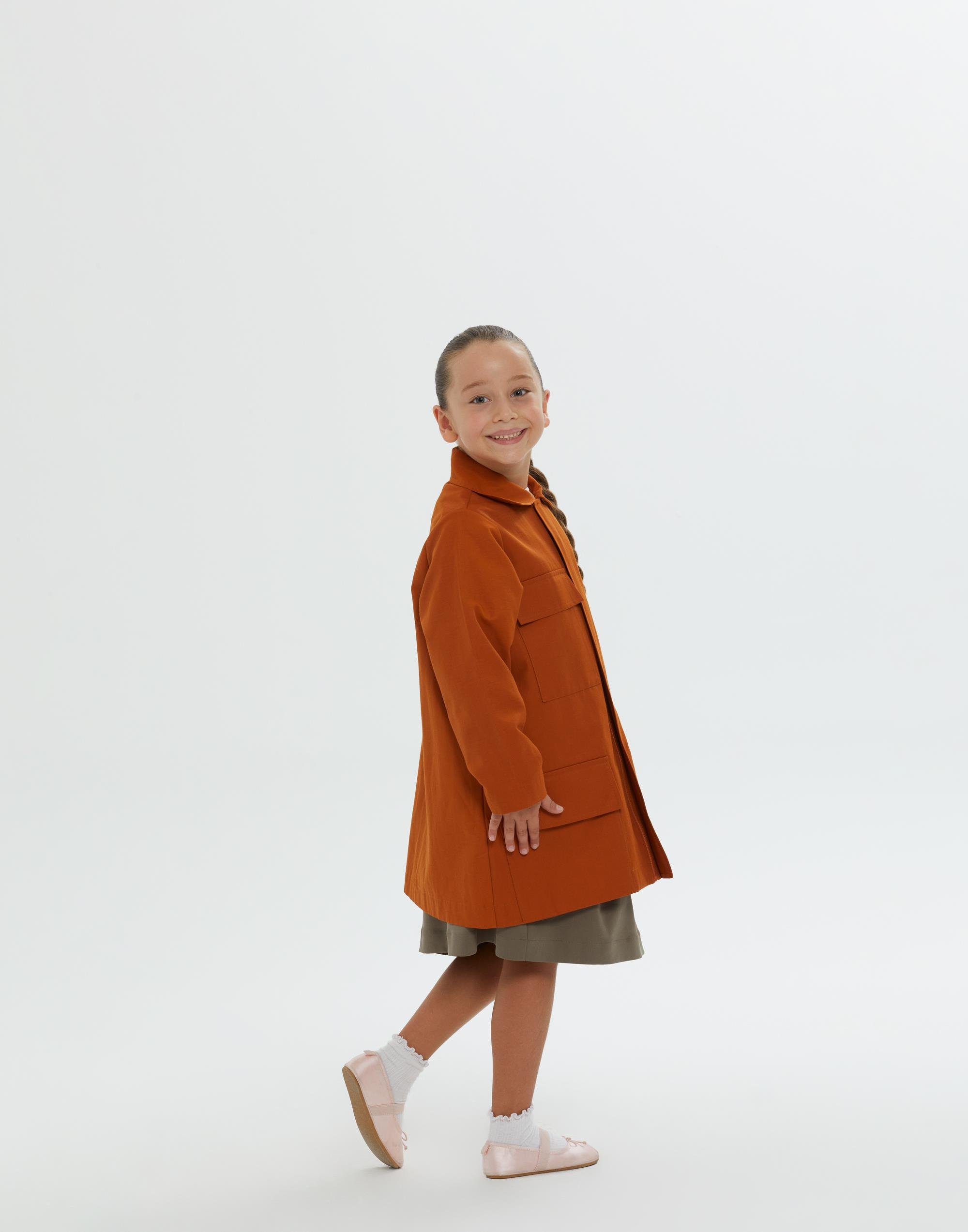 Gömlek Yakalı  Aplike Nakışlı Astarsız Kahverengi Kız Çocuk Ceket - junior, designer dresses, bachelorette, party dresses and graduation dresses.